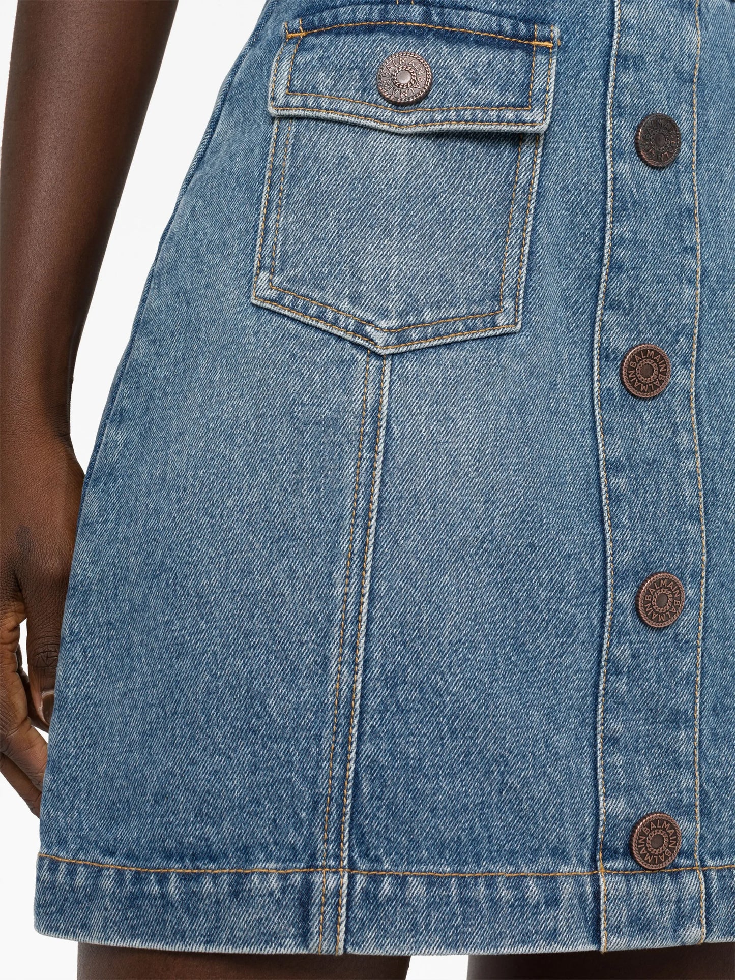 logo-embellished denim minidress