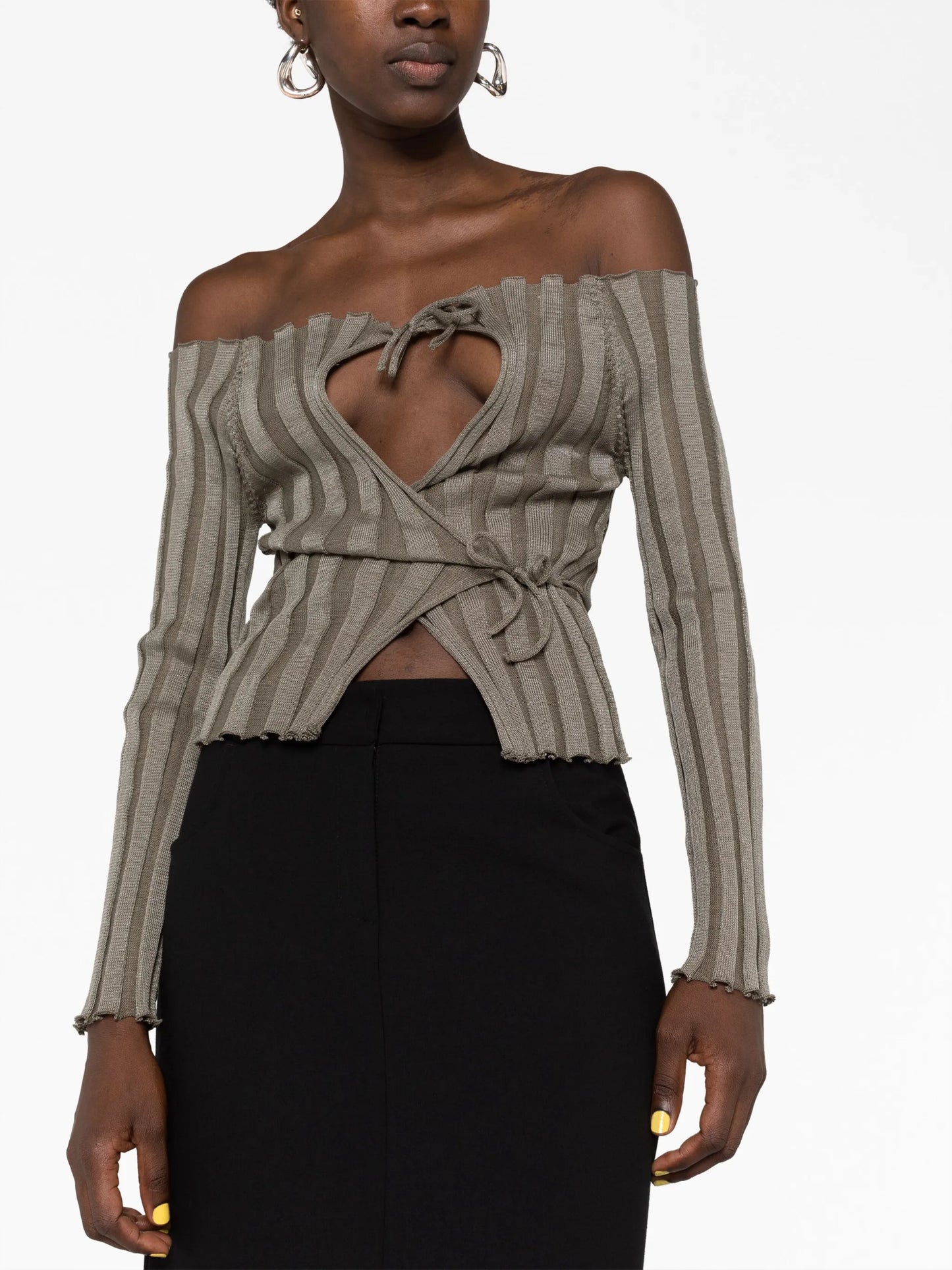 Katrine off-shoulder wrap cardigan