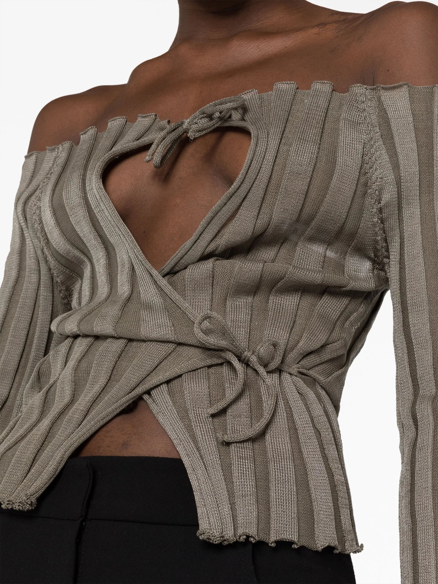 Katrine off-shoulder wrap cardigan