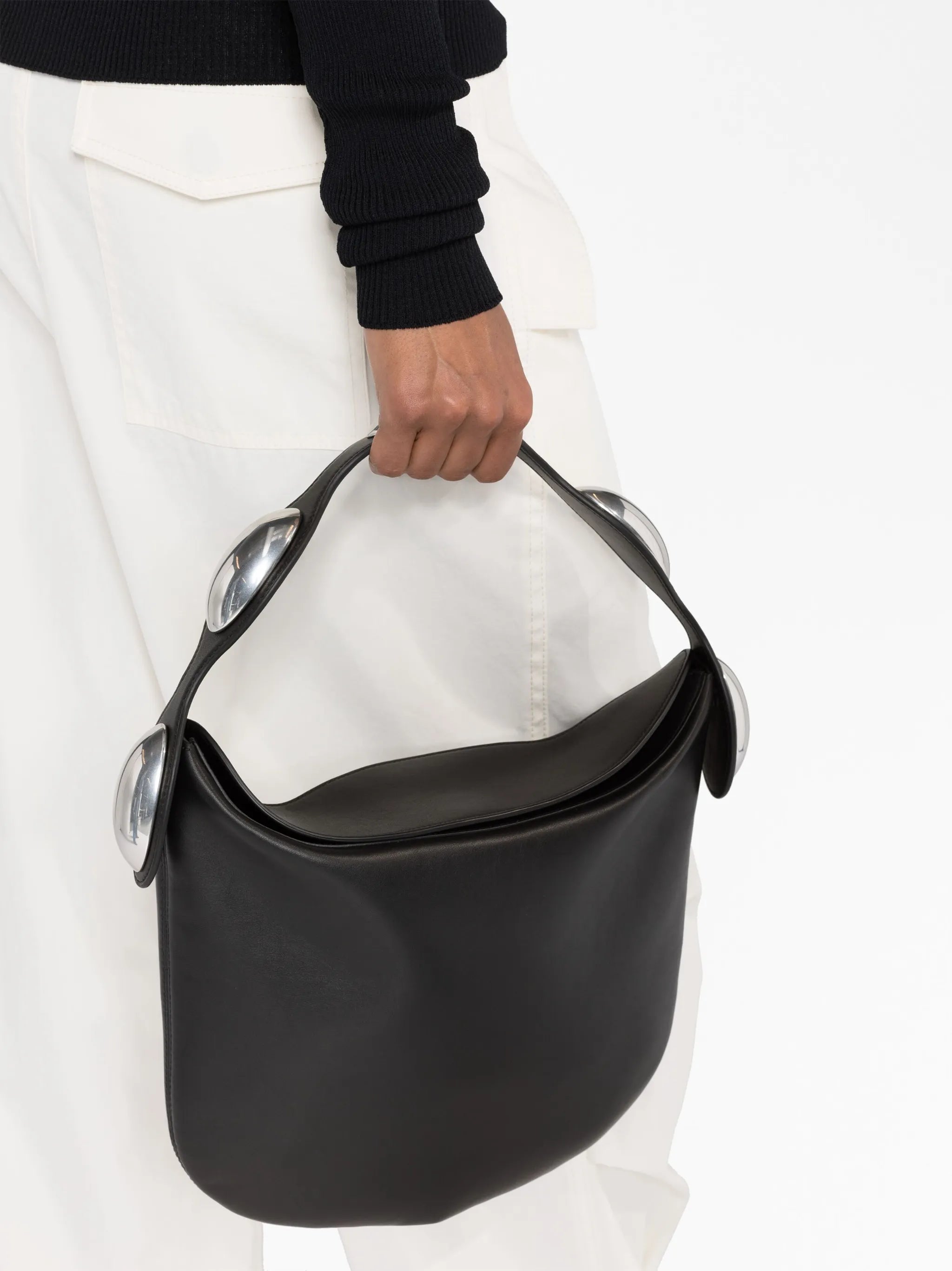 Dome leather shoulder bag