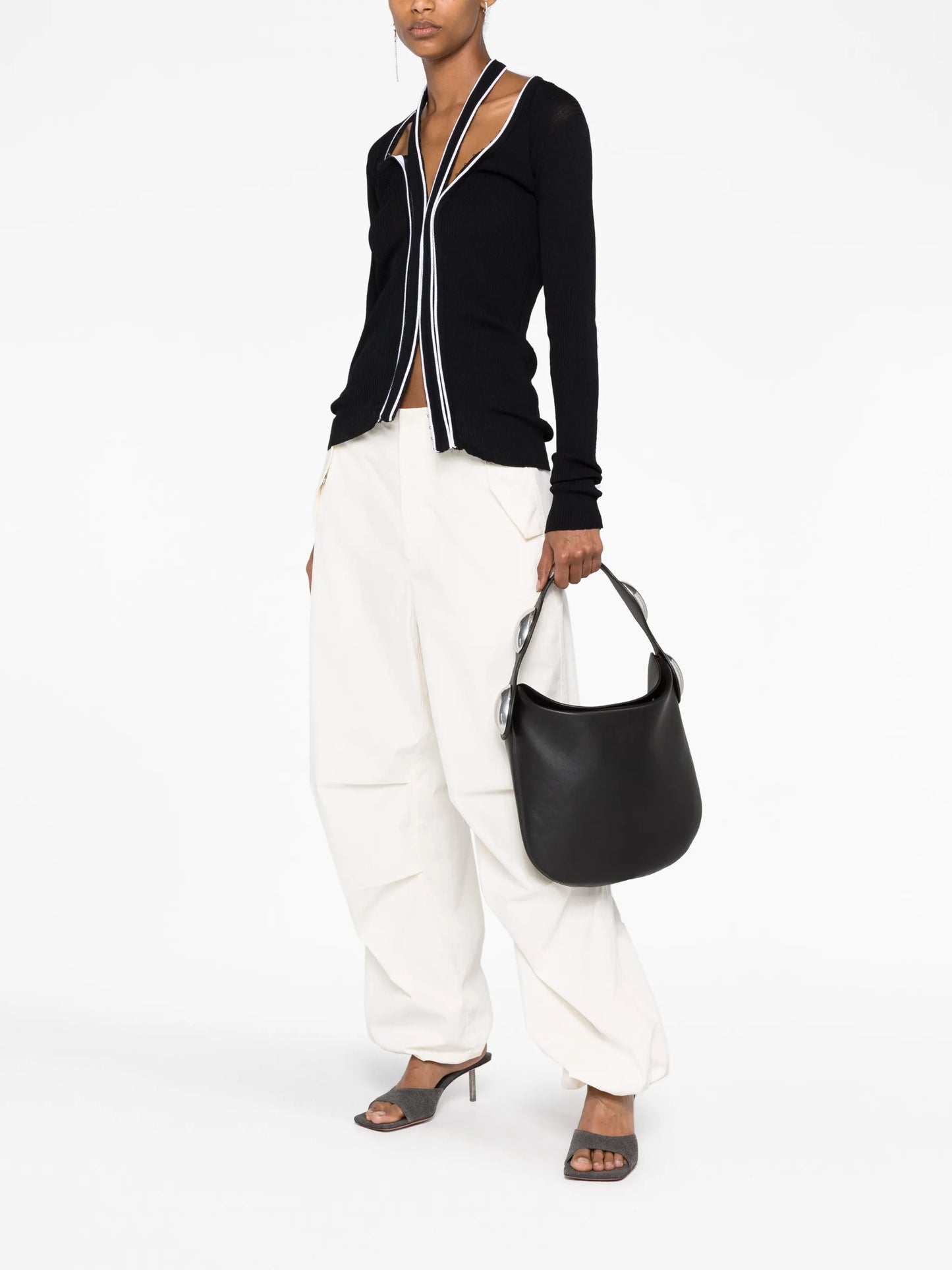 Dome leather shoulder bag