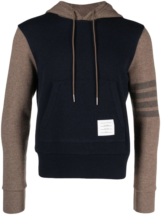 4-Bar panelled wool hoodie