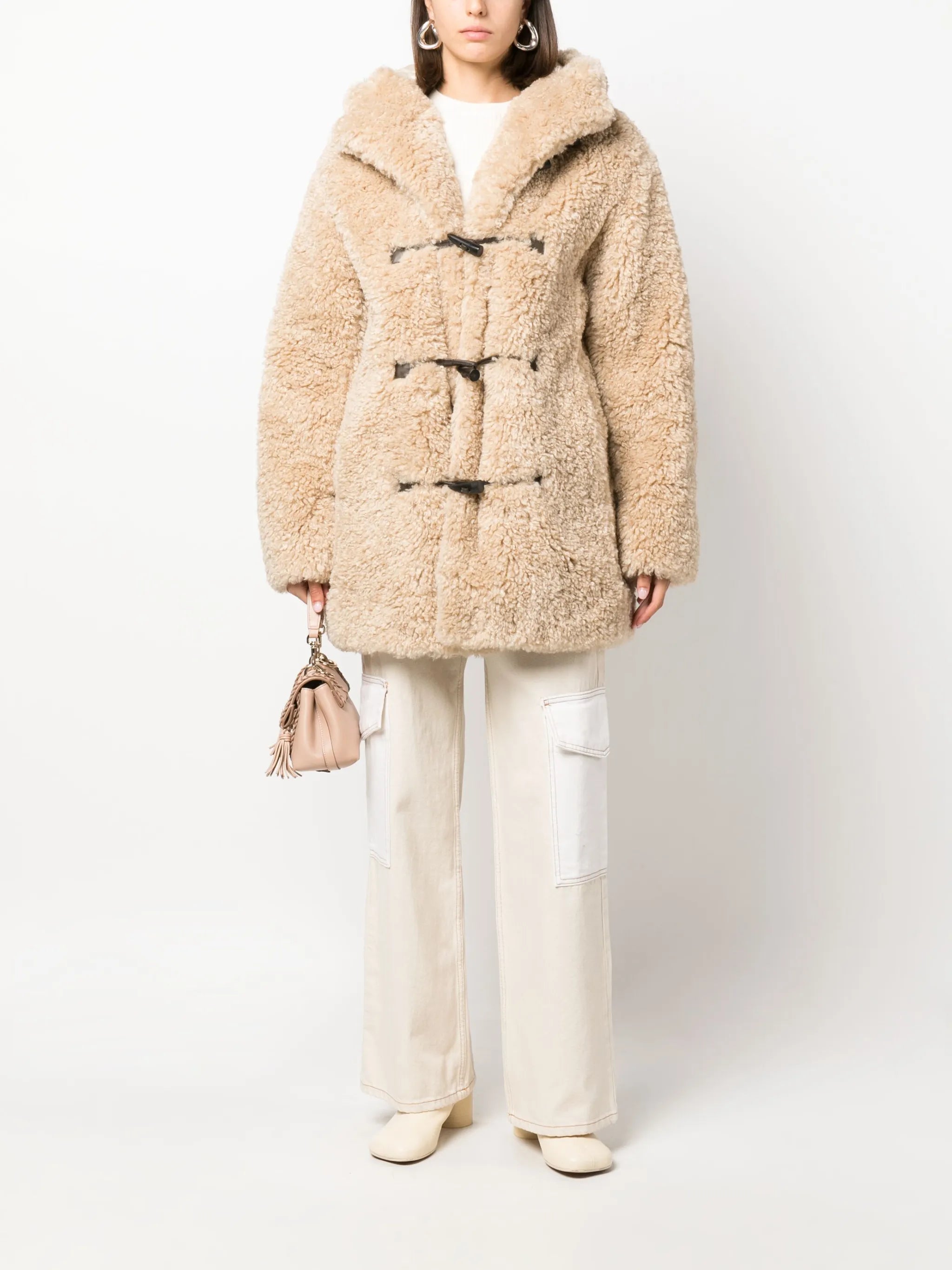 faux-fur hooded coat