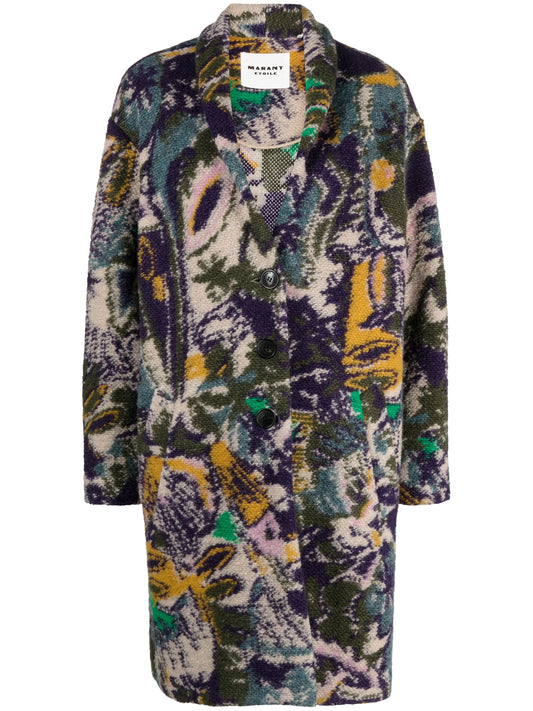 buttonned printed coat