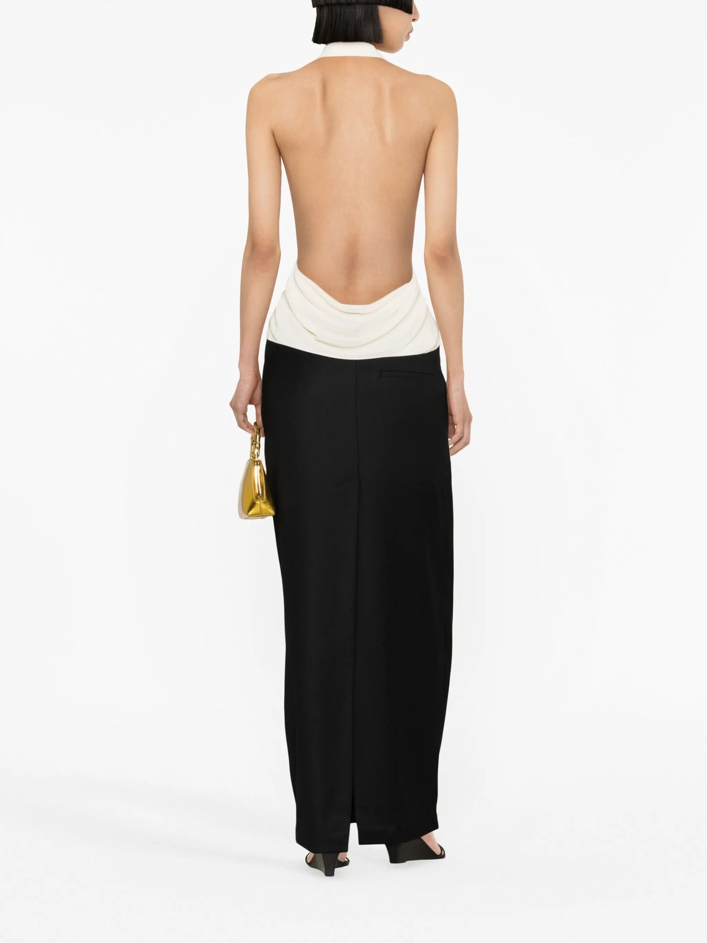 Fera pleated wool maxi skirt