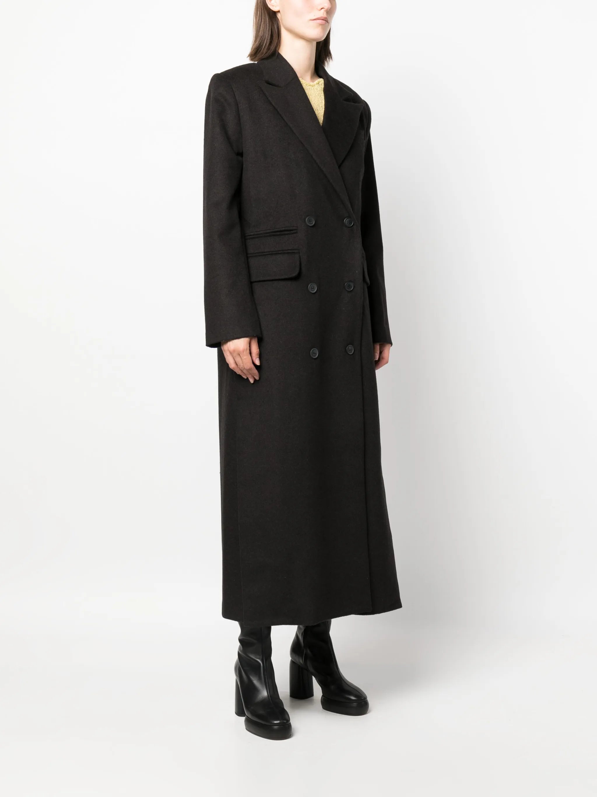double-breasted wool-blend maxi coat
