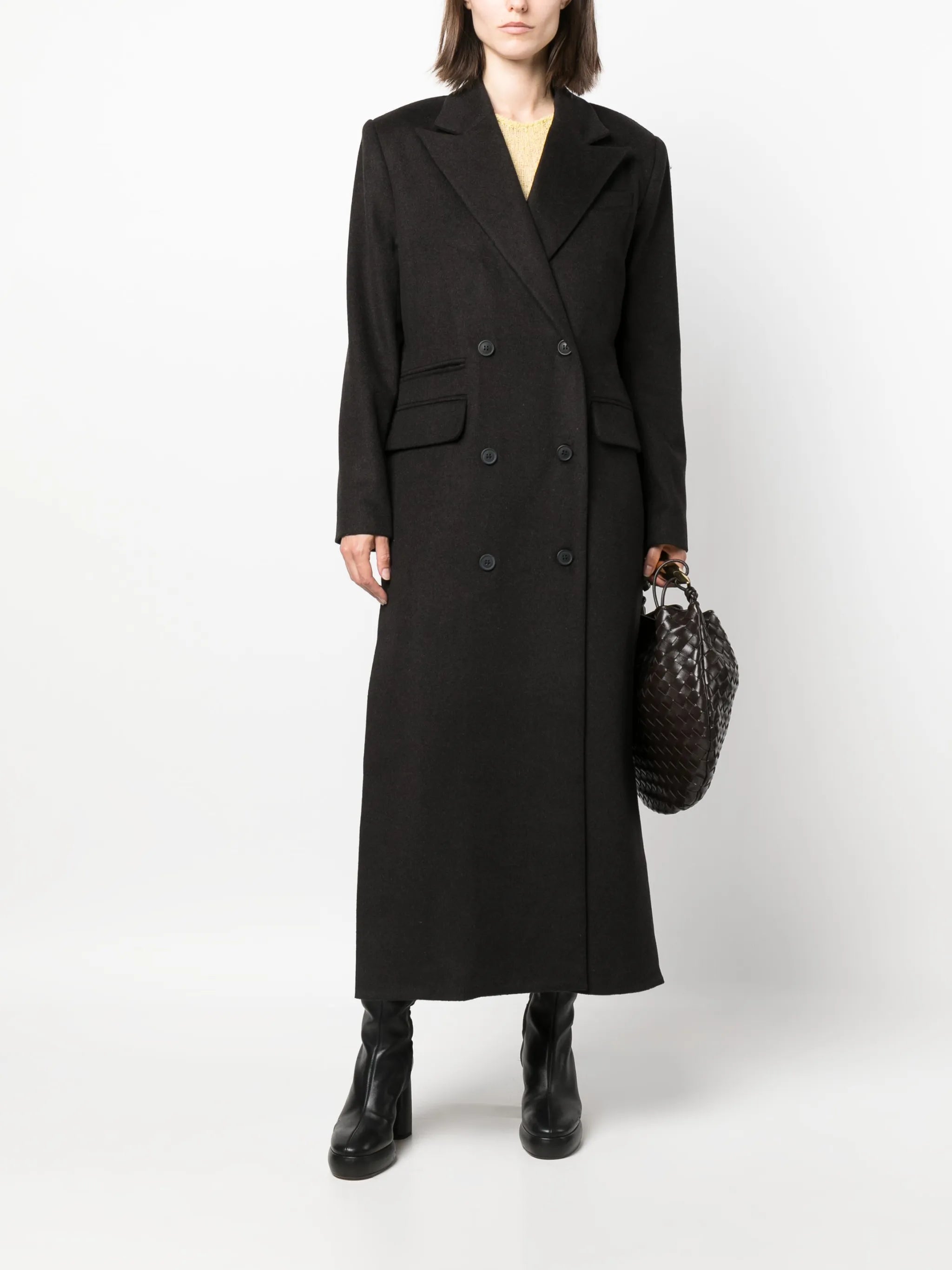 double-breasted wool-blend maxi coat