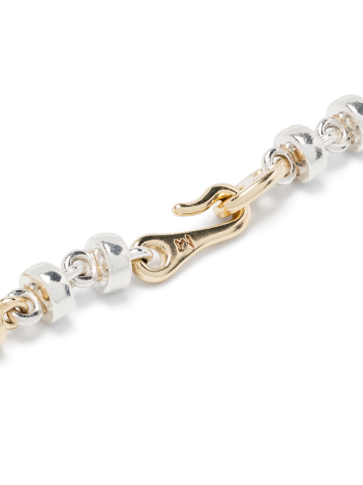 18kt yellow gold and sterling silver beaded diamond bracelet