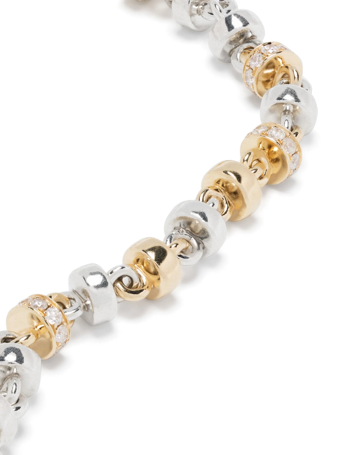 18kt yellow gold and sterling silver beaded diamond bracelet