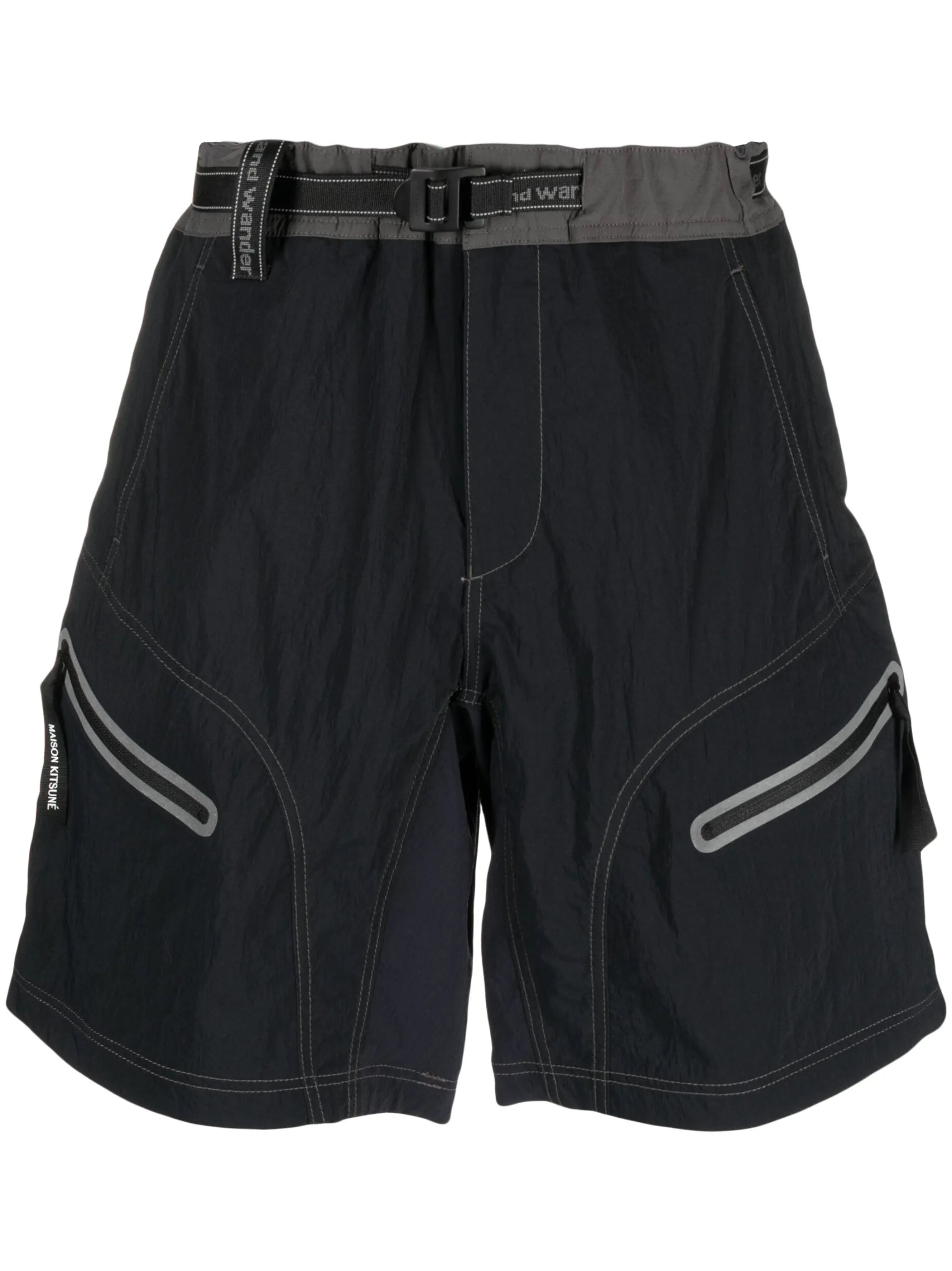 belted-waist knee-length shorts