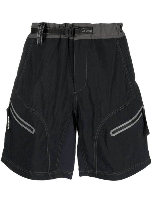 belted-waist knee-length shorts