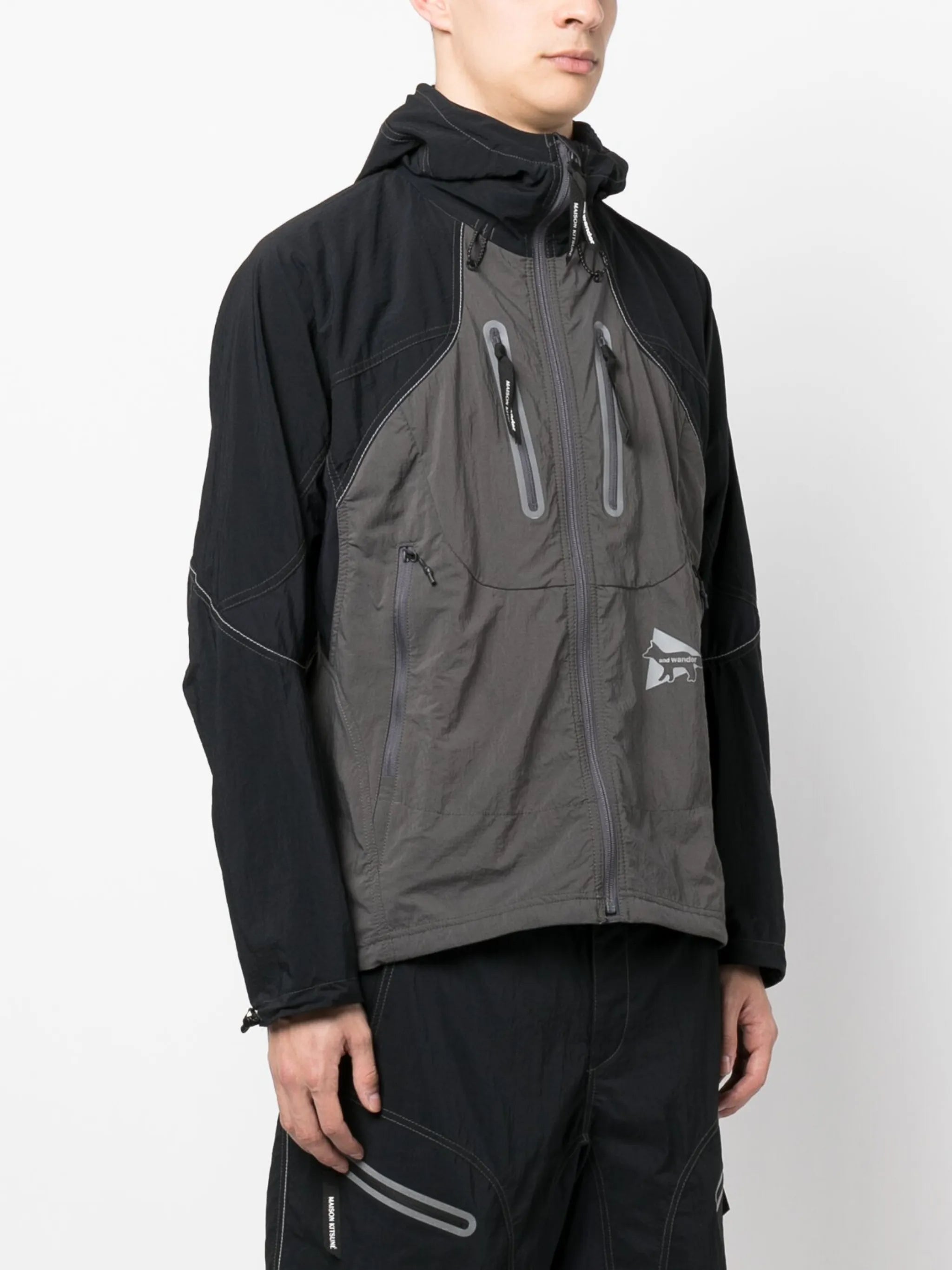 multi-panel hooded jacket