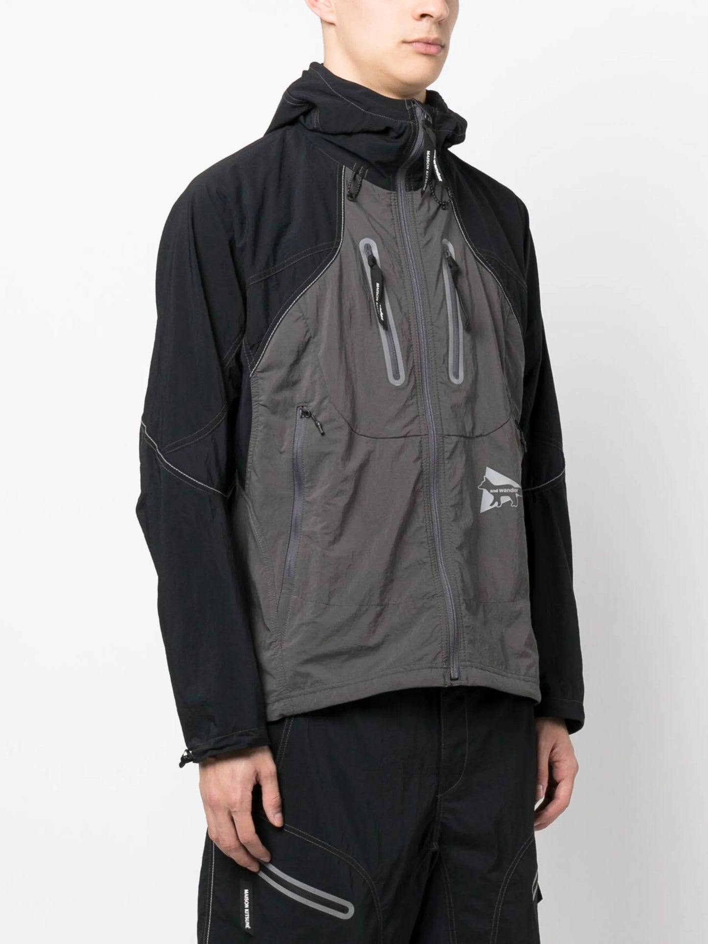 multi-panel hooded jacket