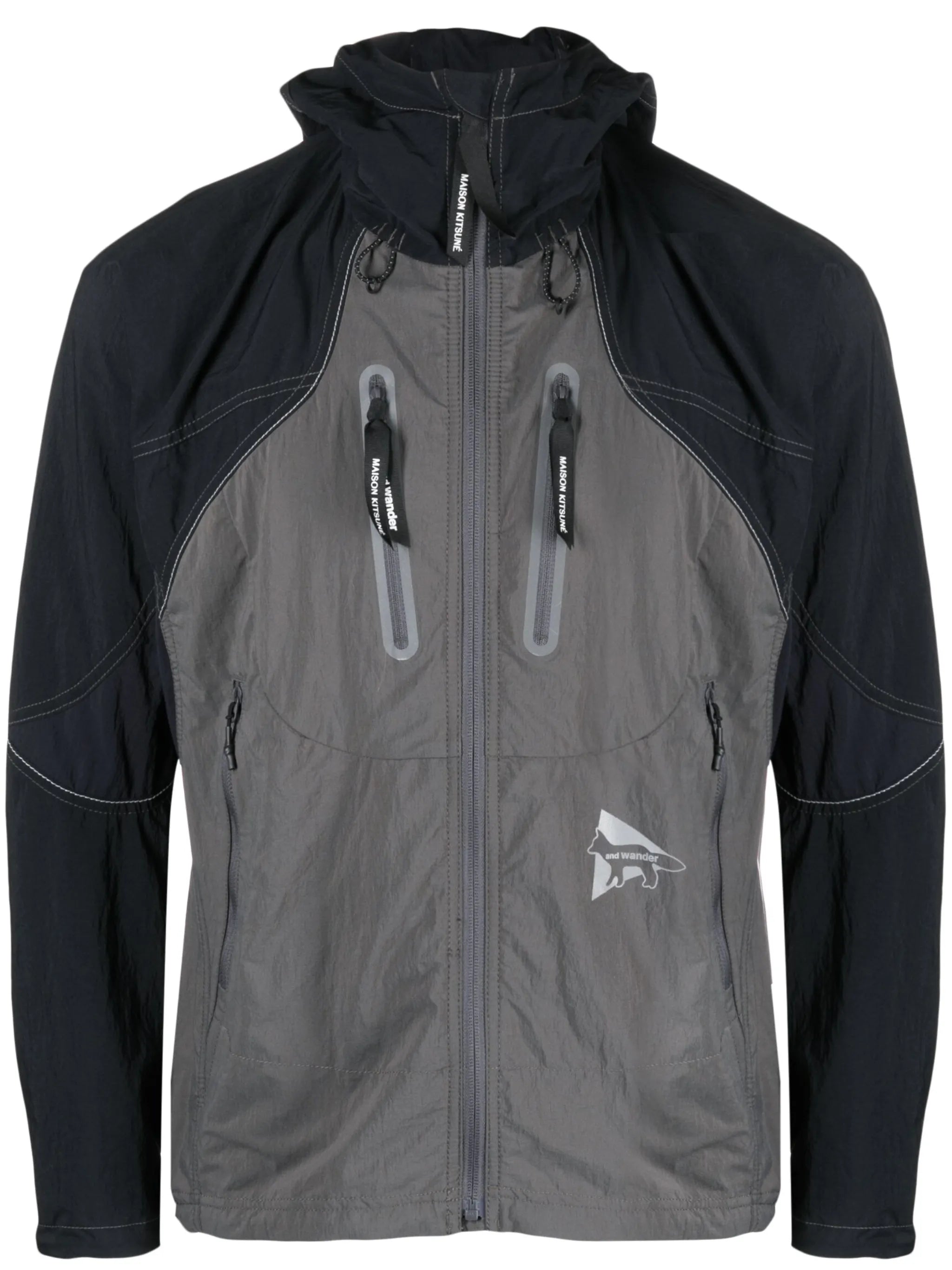 multi-panel hooded jacket