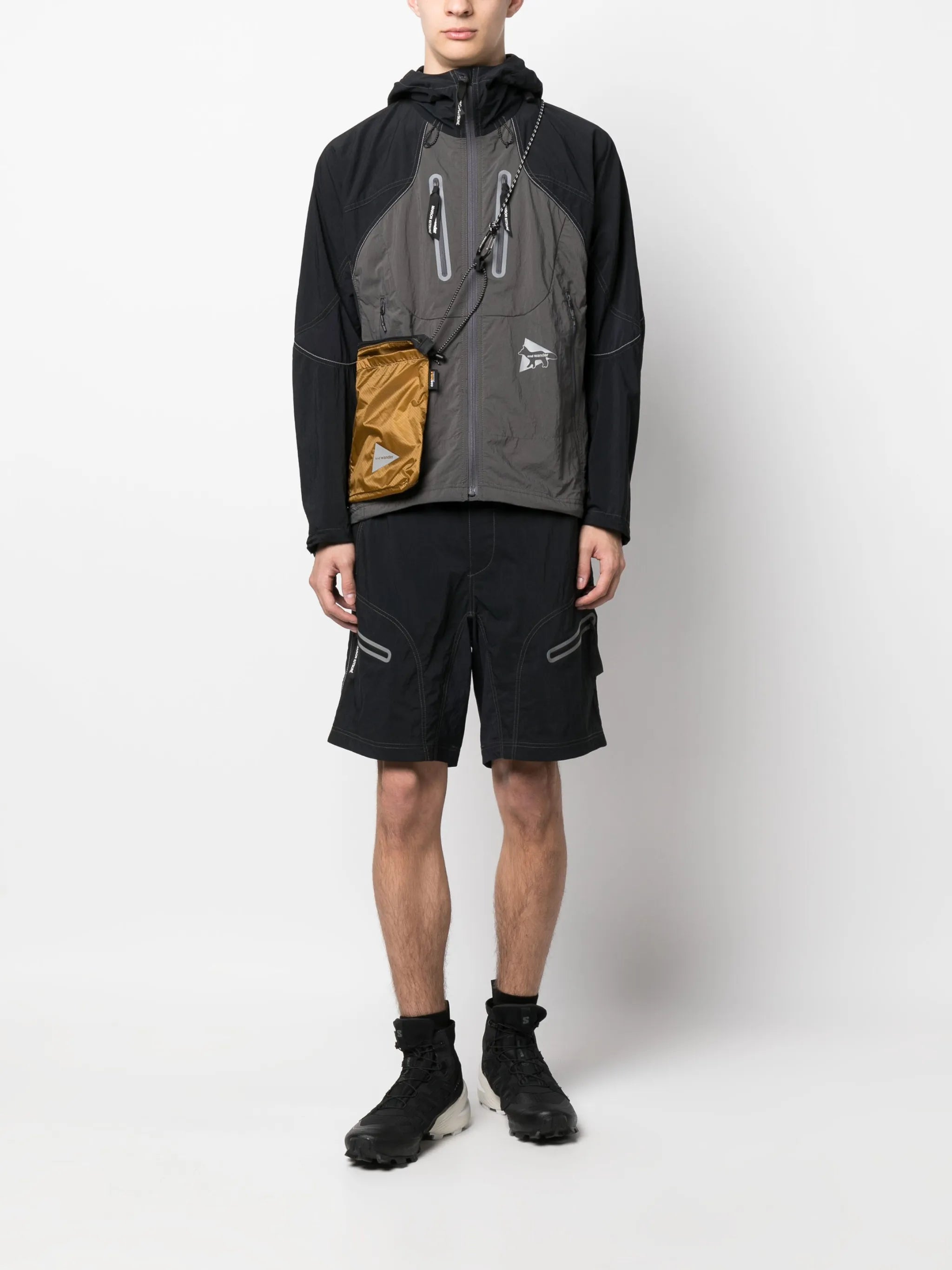 multi-panel hooded jacket