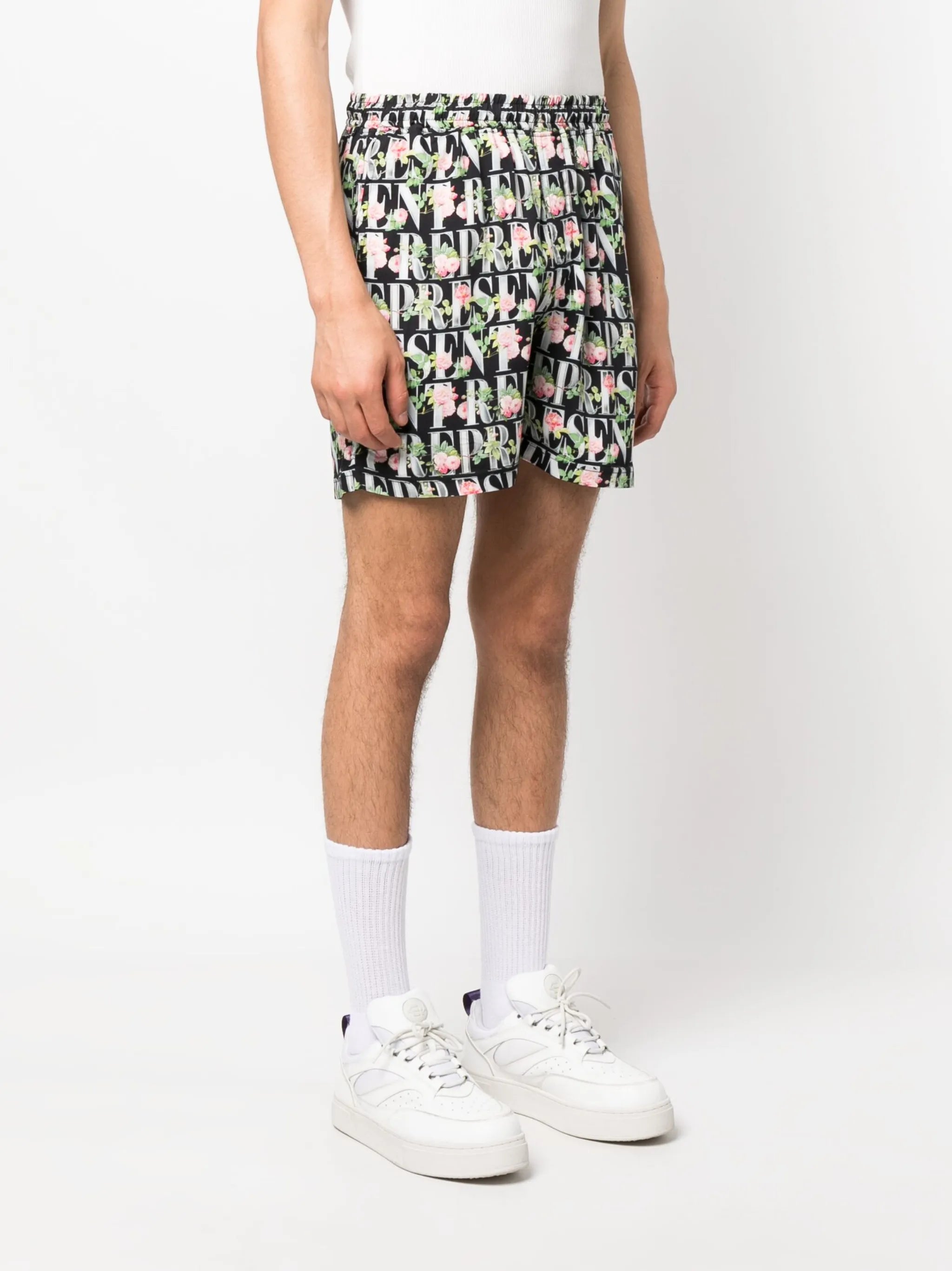 floral-print elasticated-waist shorts