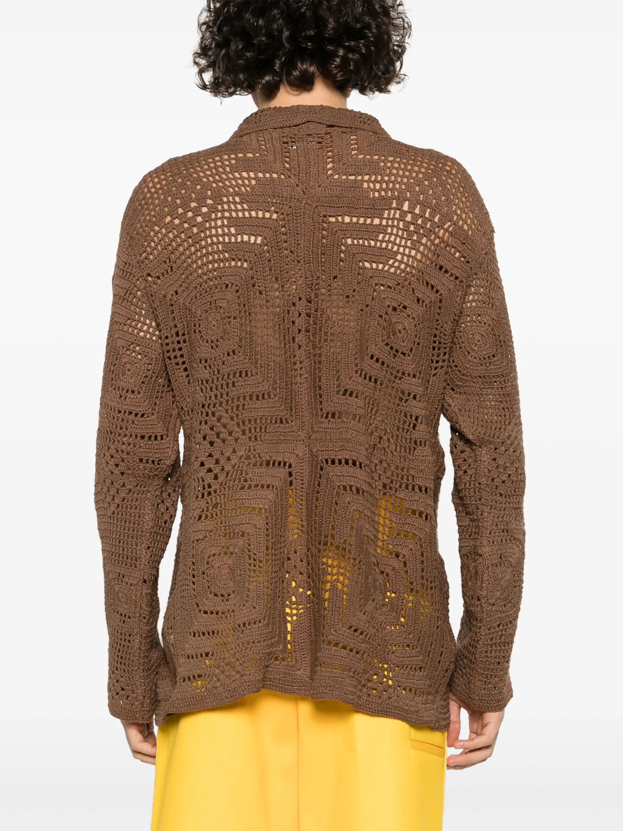 crochet-knit cotton shirt