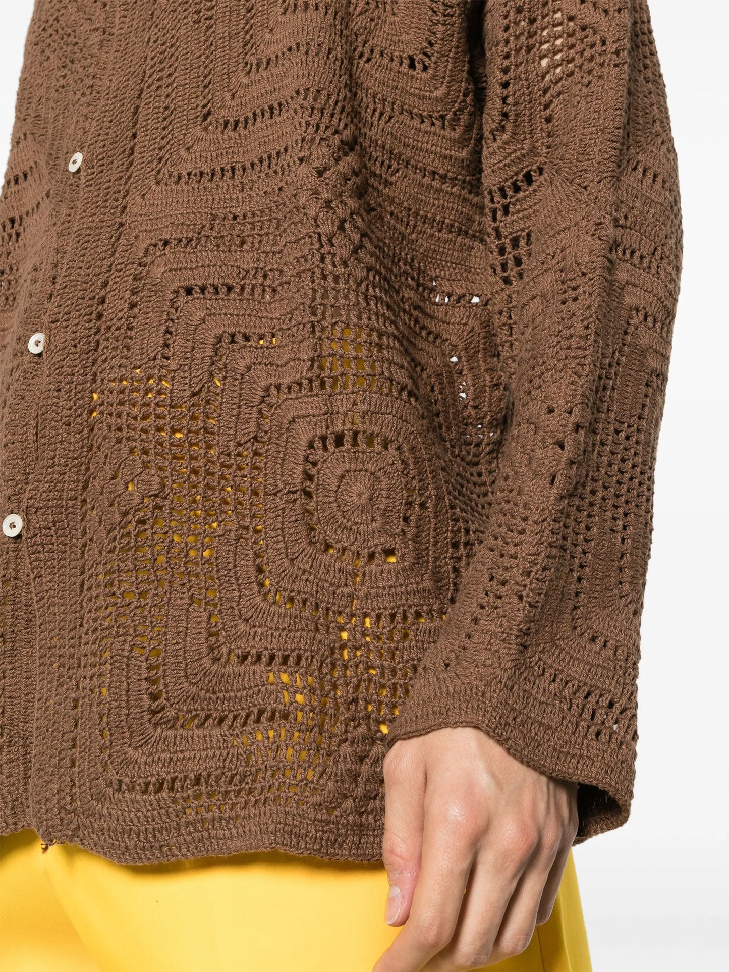 crochet-knit cotton shirt