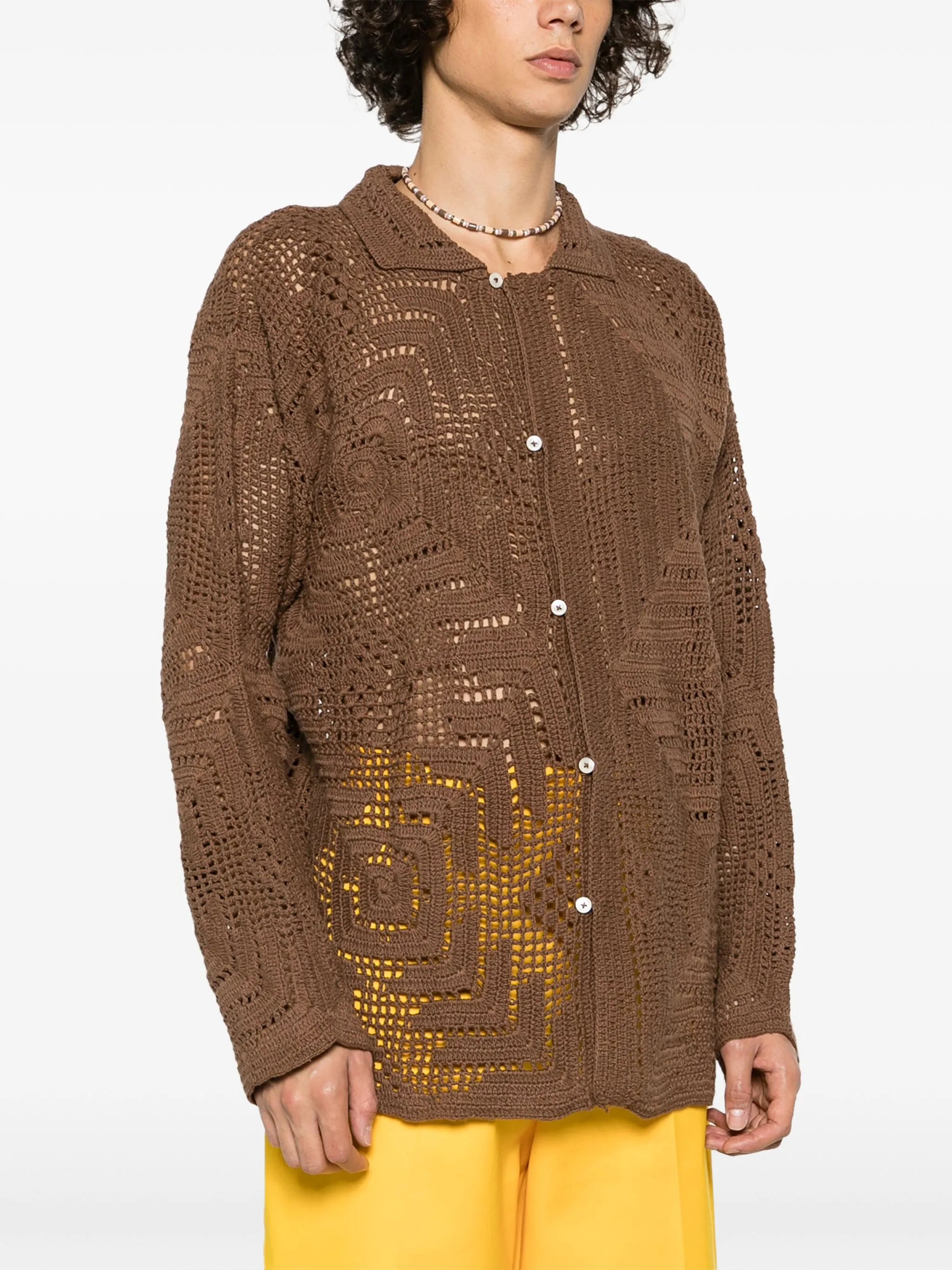 crochet-knit cotton shirt