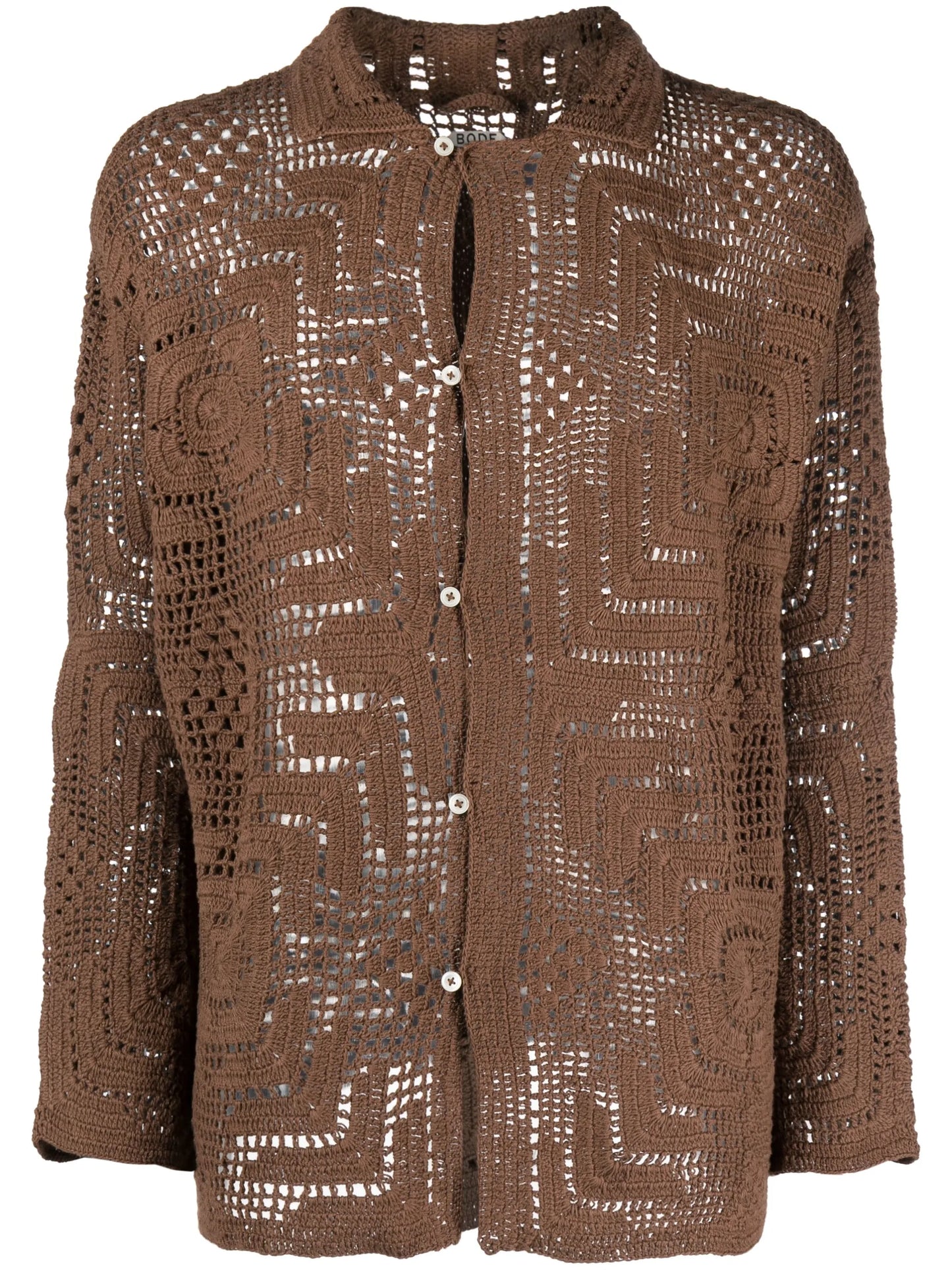 crochet-knit cotton shirt