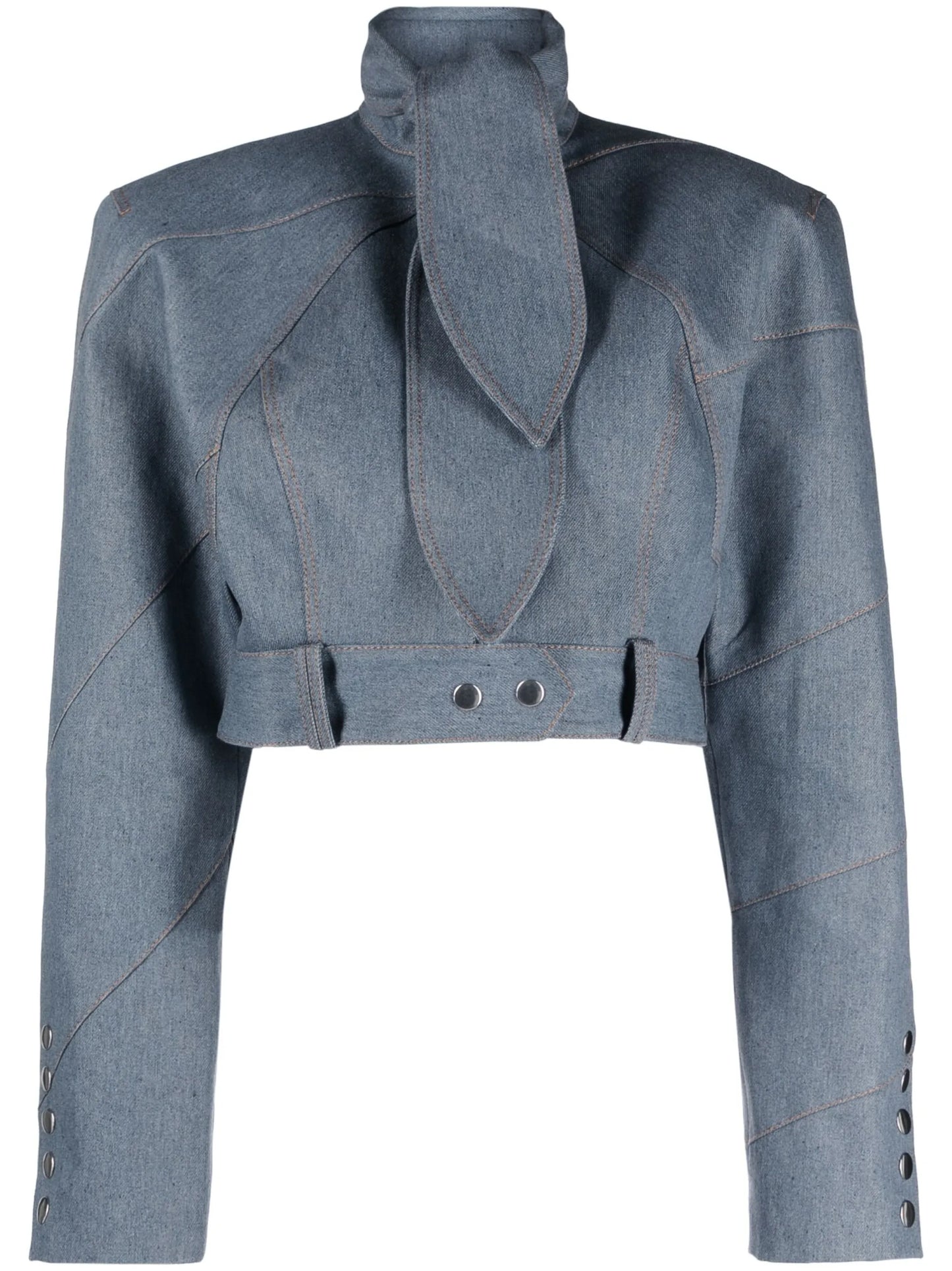 scarf-tie cropped denim jacket