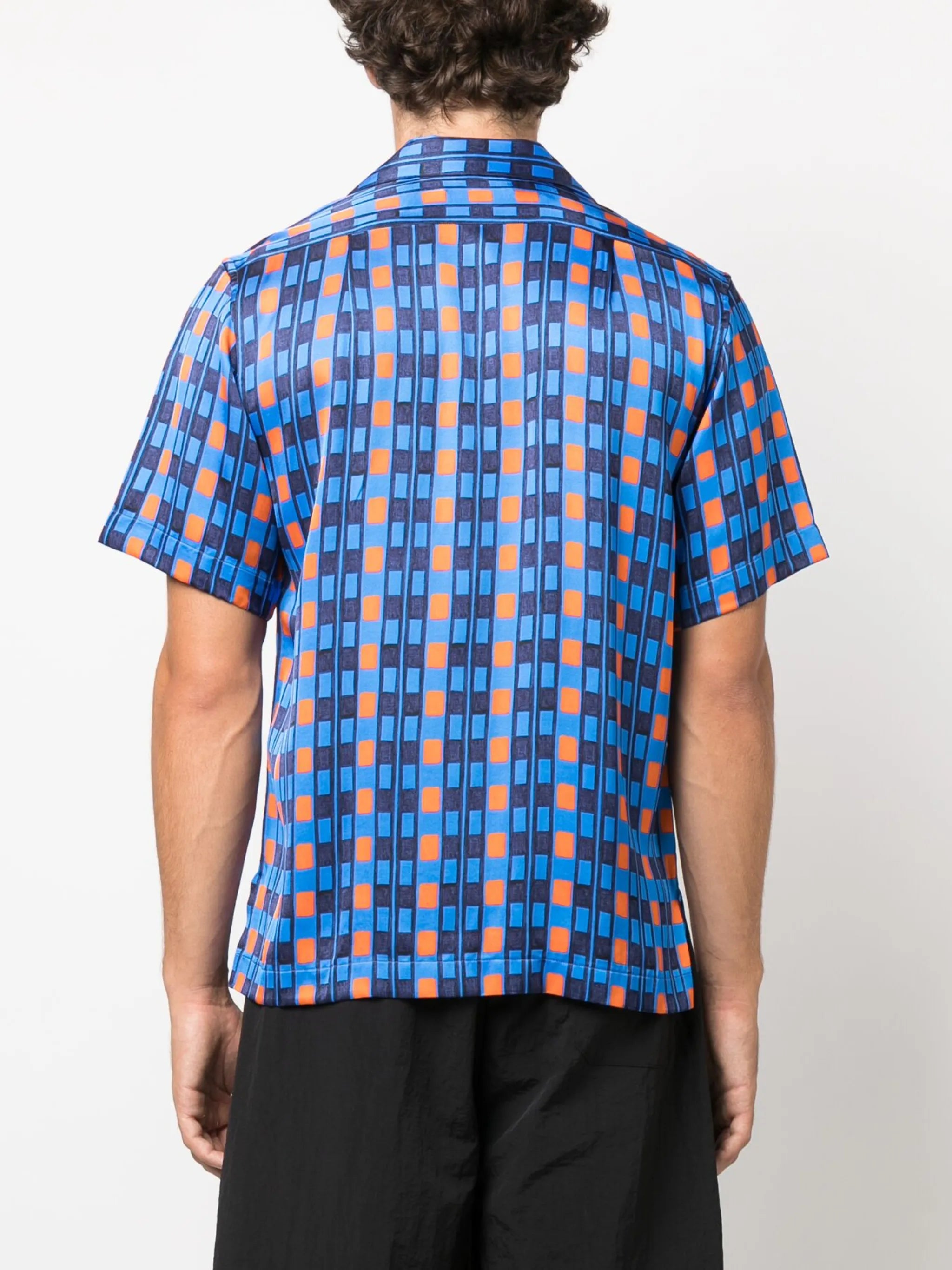 Highlife geometric-print bowling shirt