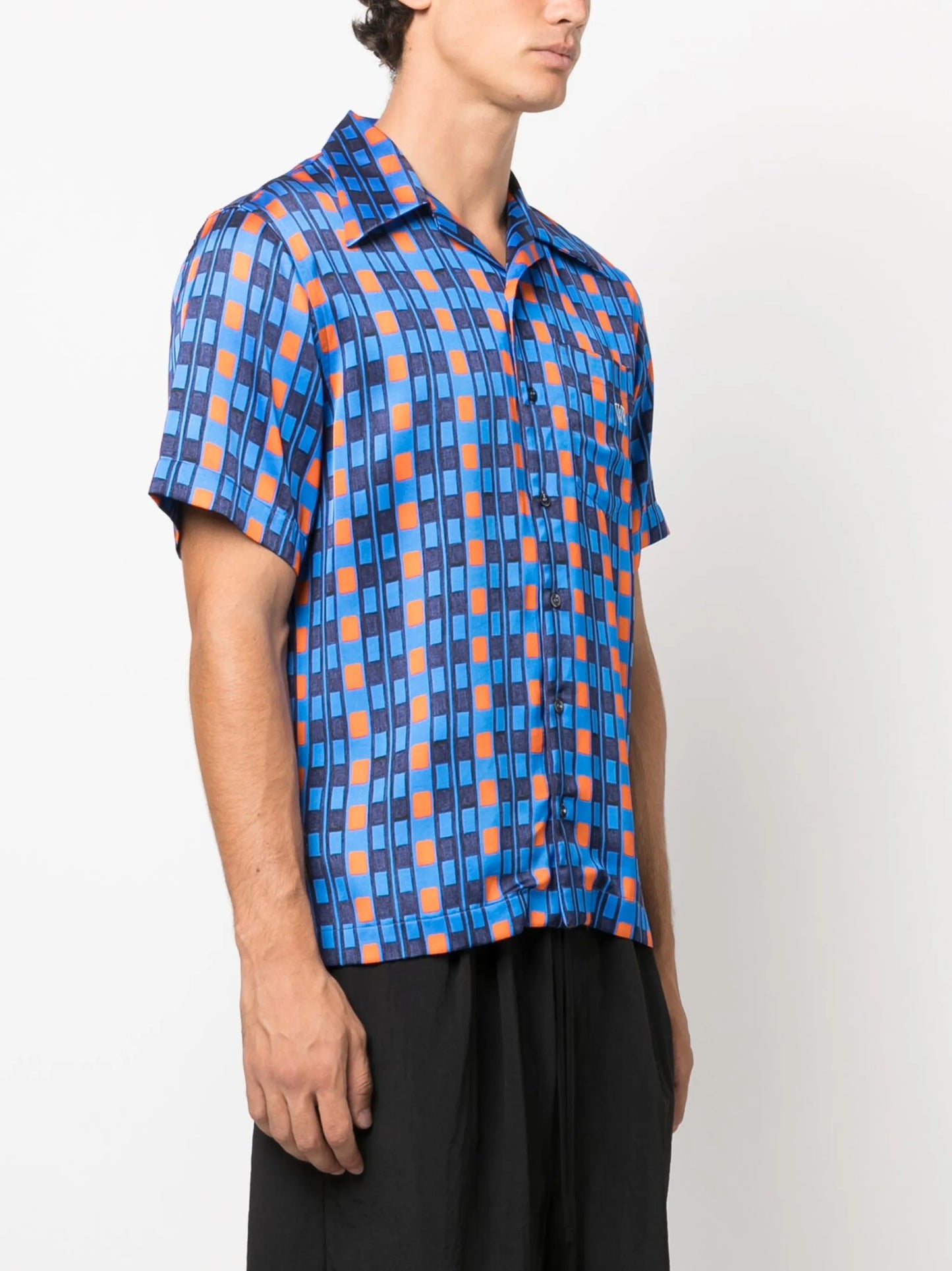 Highlife geometric-print bowling shirt