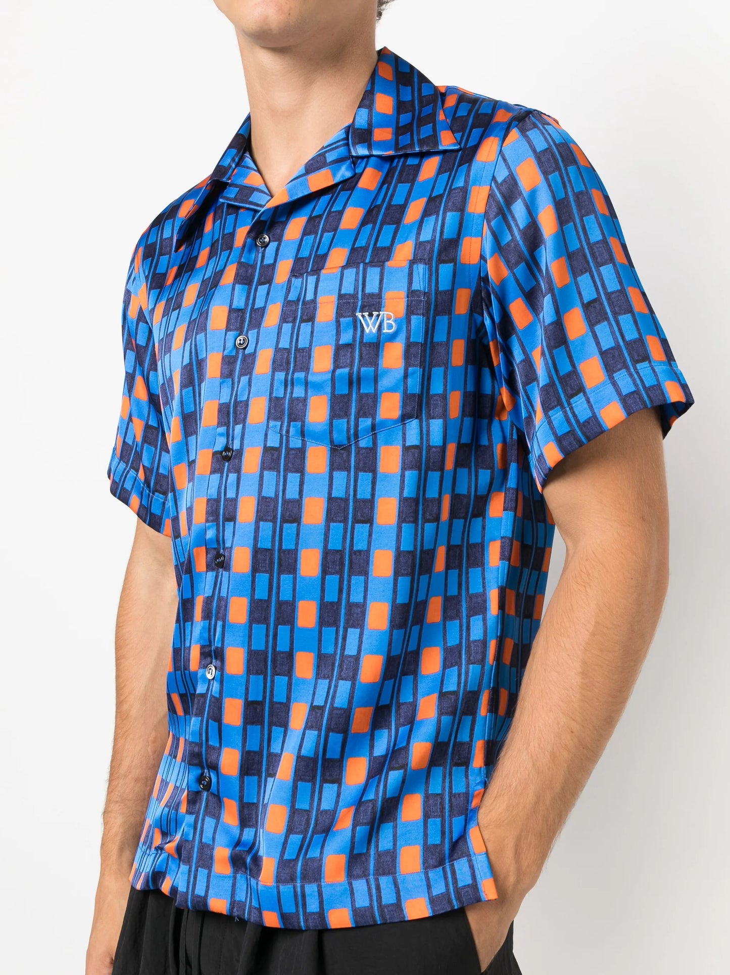 Highlife geometric-print bowling shirt