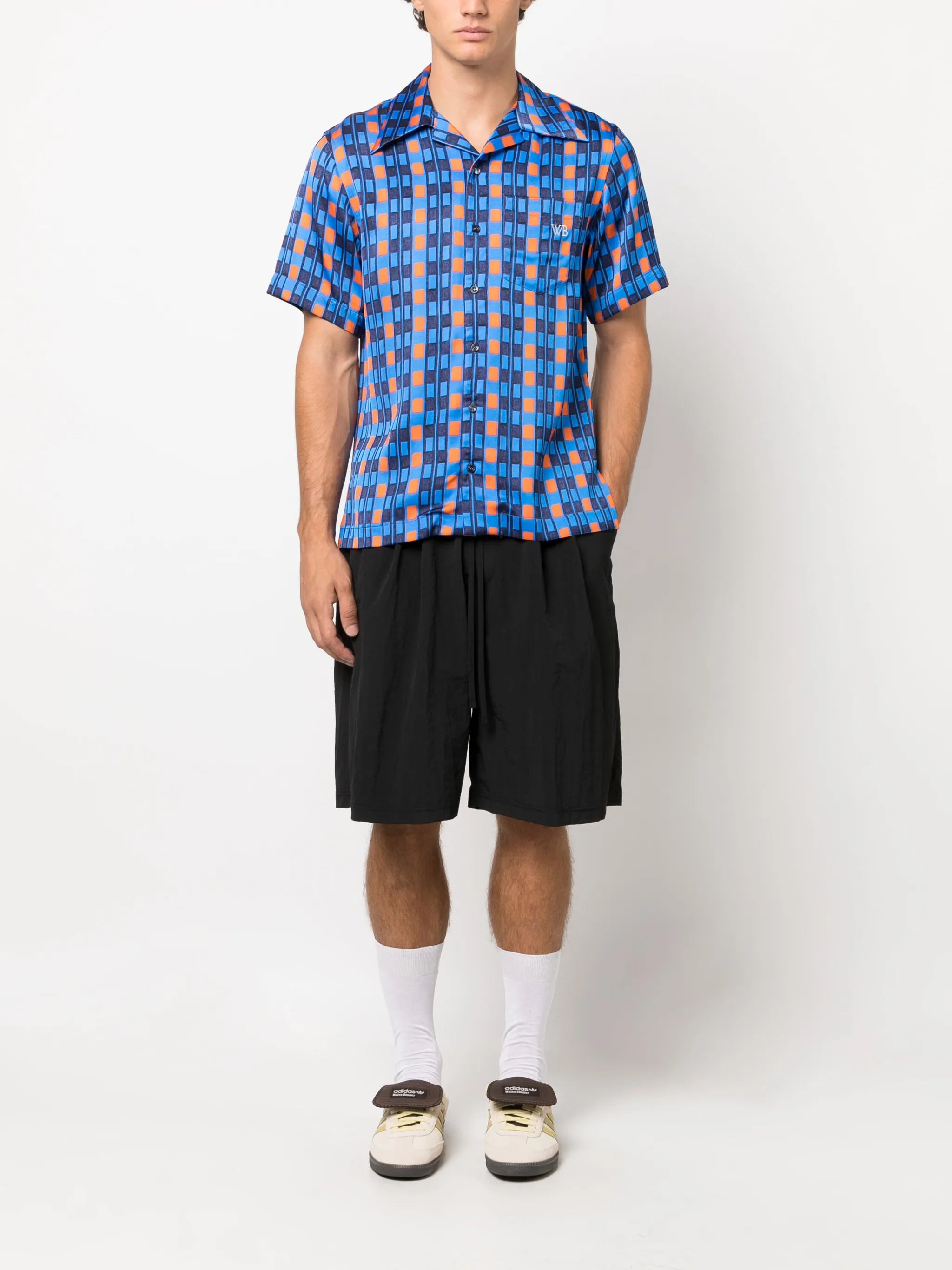 Highlife geometric-print bowling shirt
