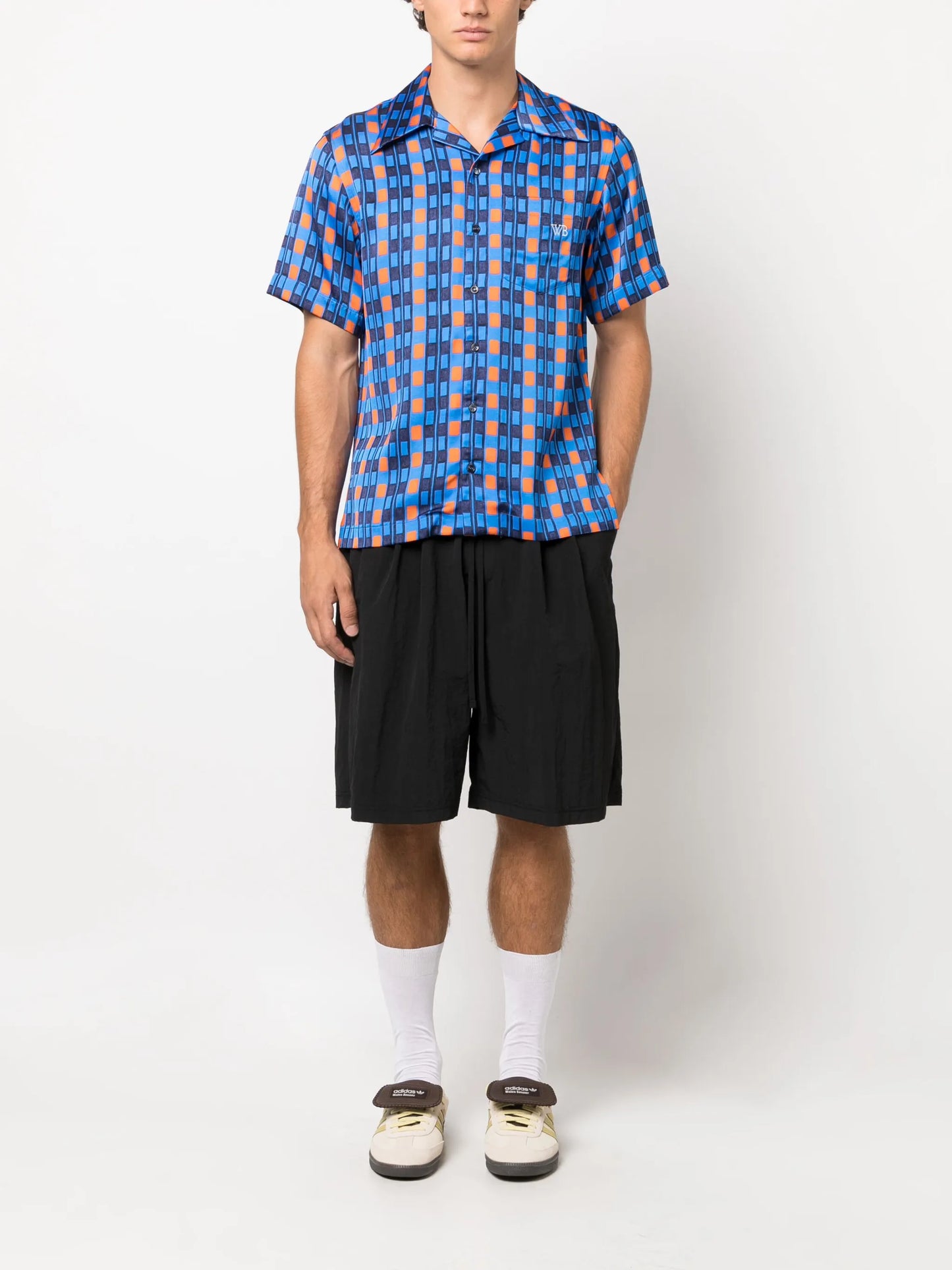 Highlife geometric-print bowling shirt