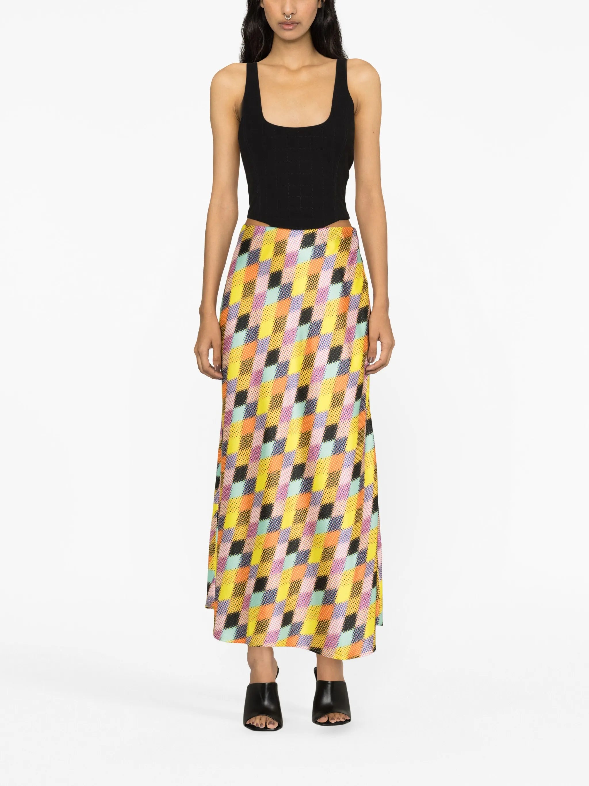 colour-block A-line skirt