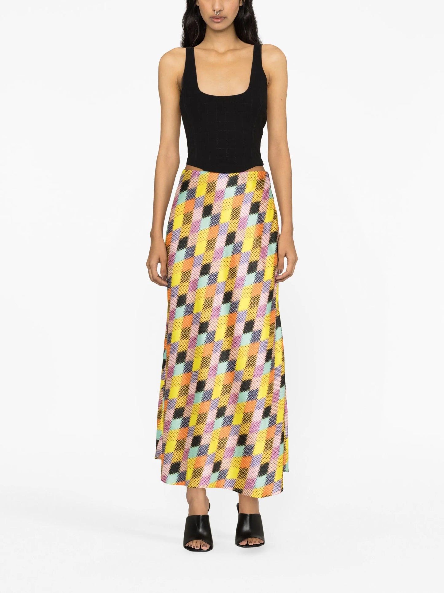 colour-block A-line skirt