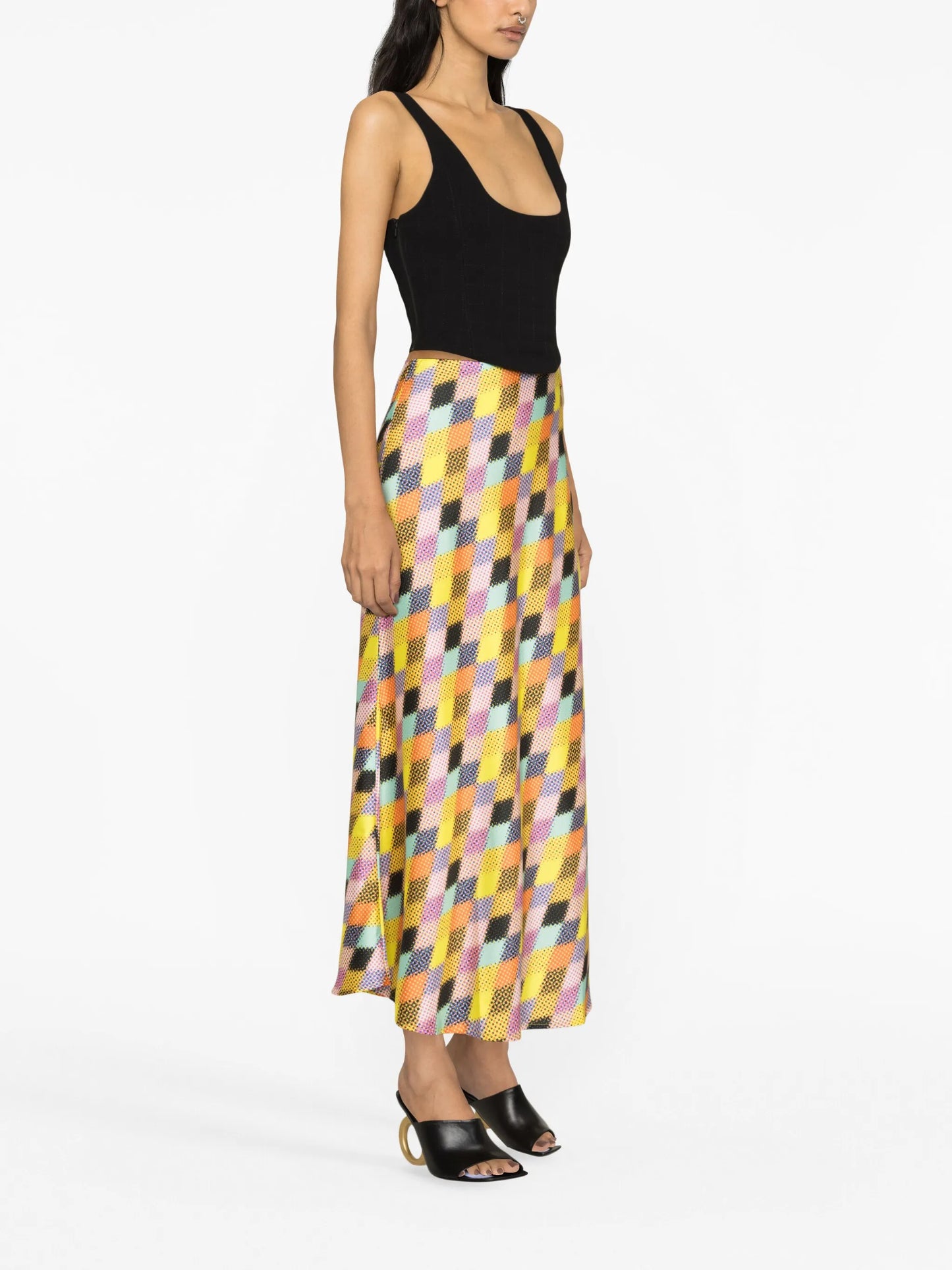 colour-block A-line skirt