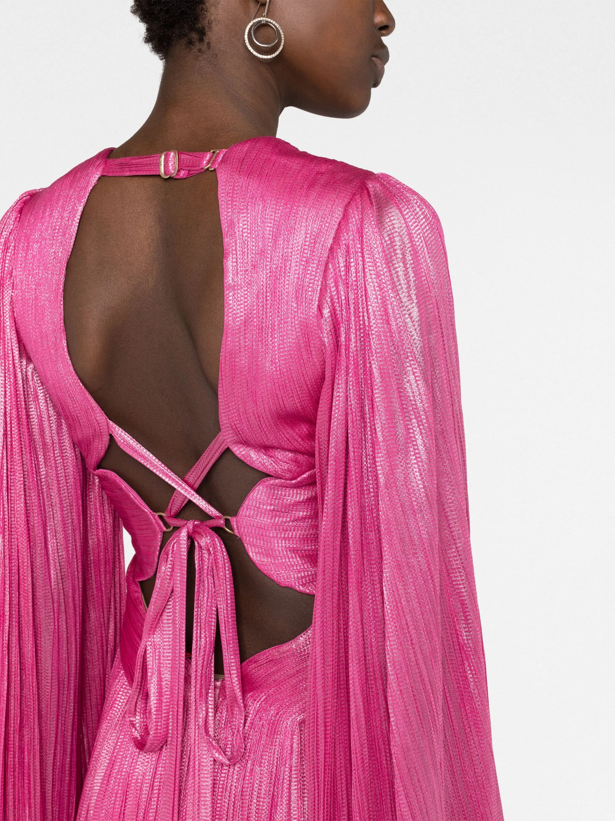 Crystal plung-neck side-slit gown