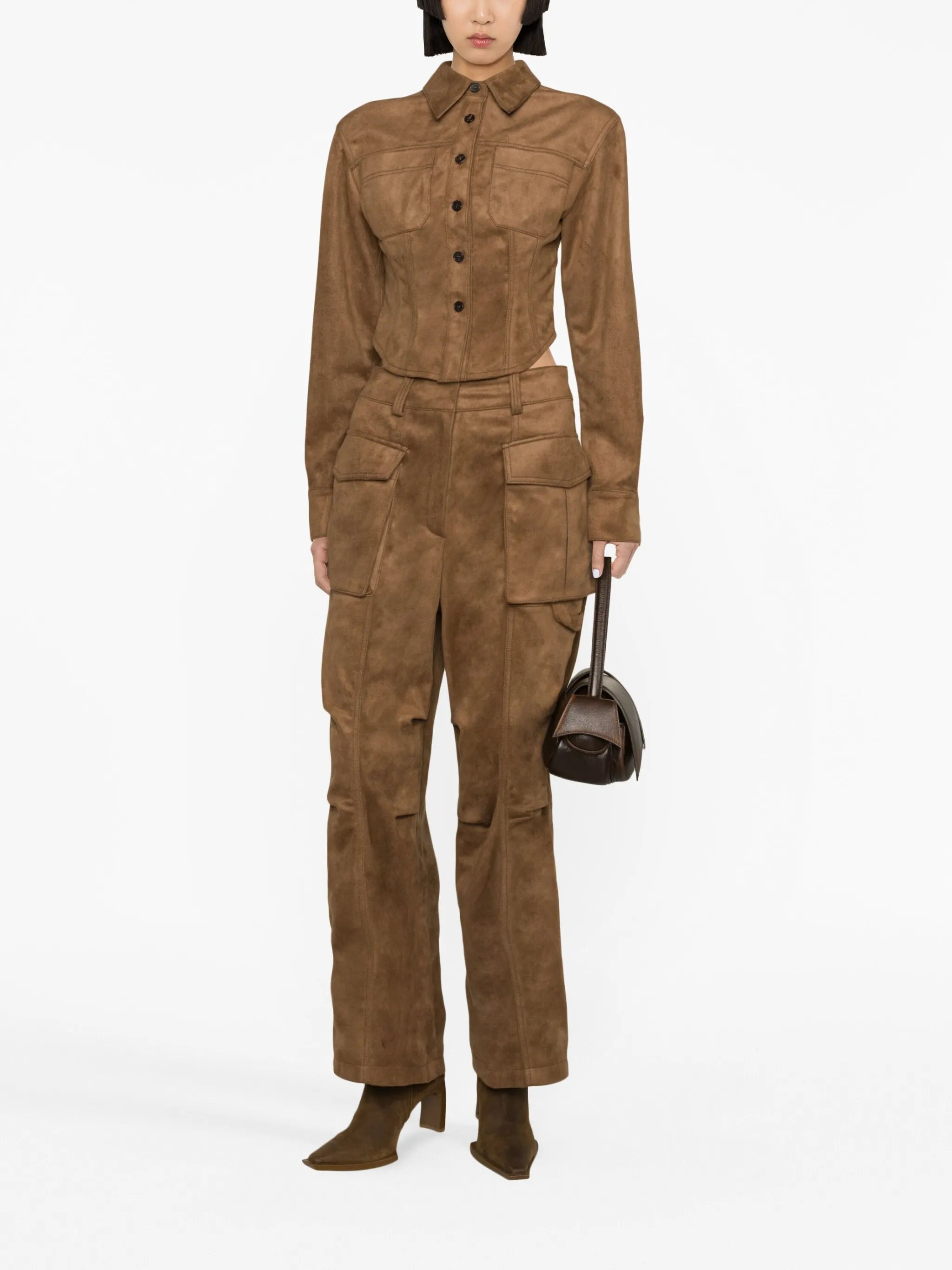 faux-suede cargo trousers