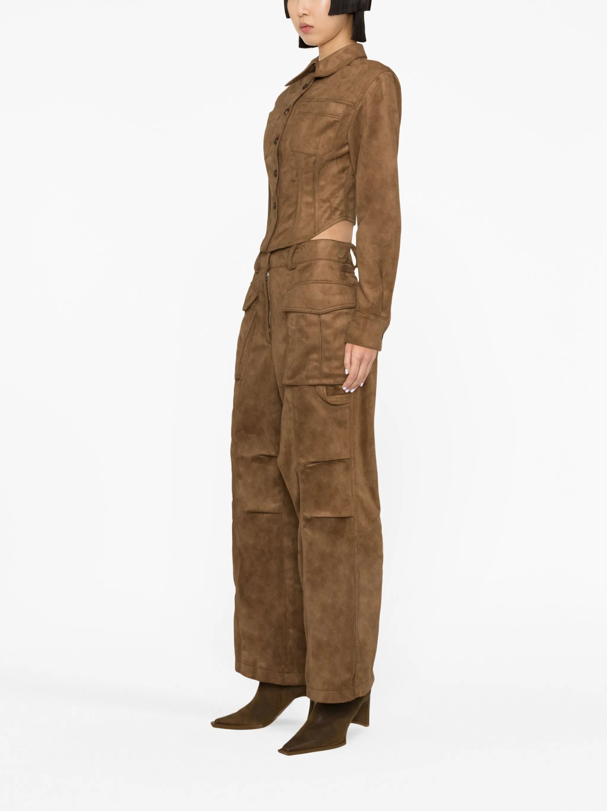 faux-suede cargo trousers