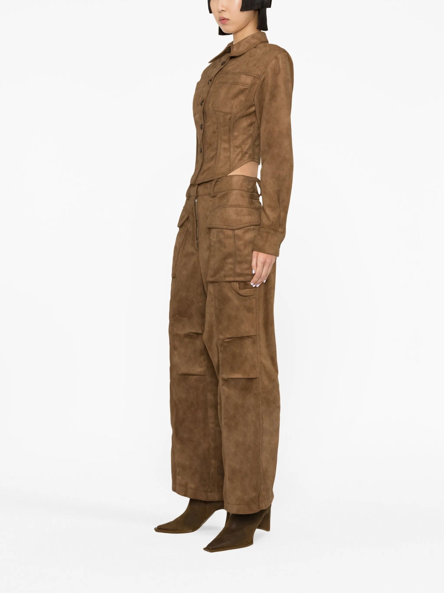 faux-suede cargo trousers
