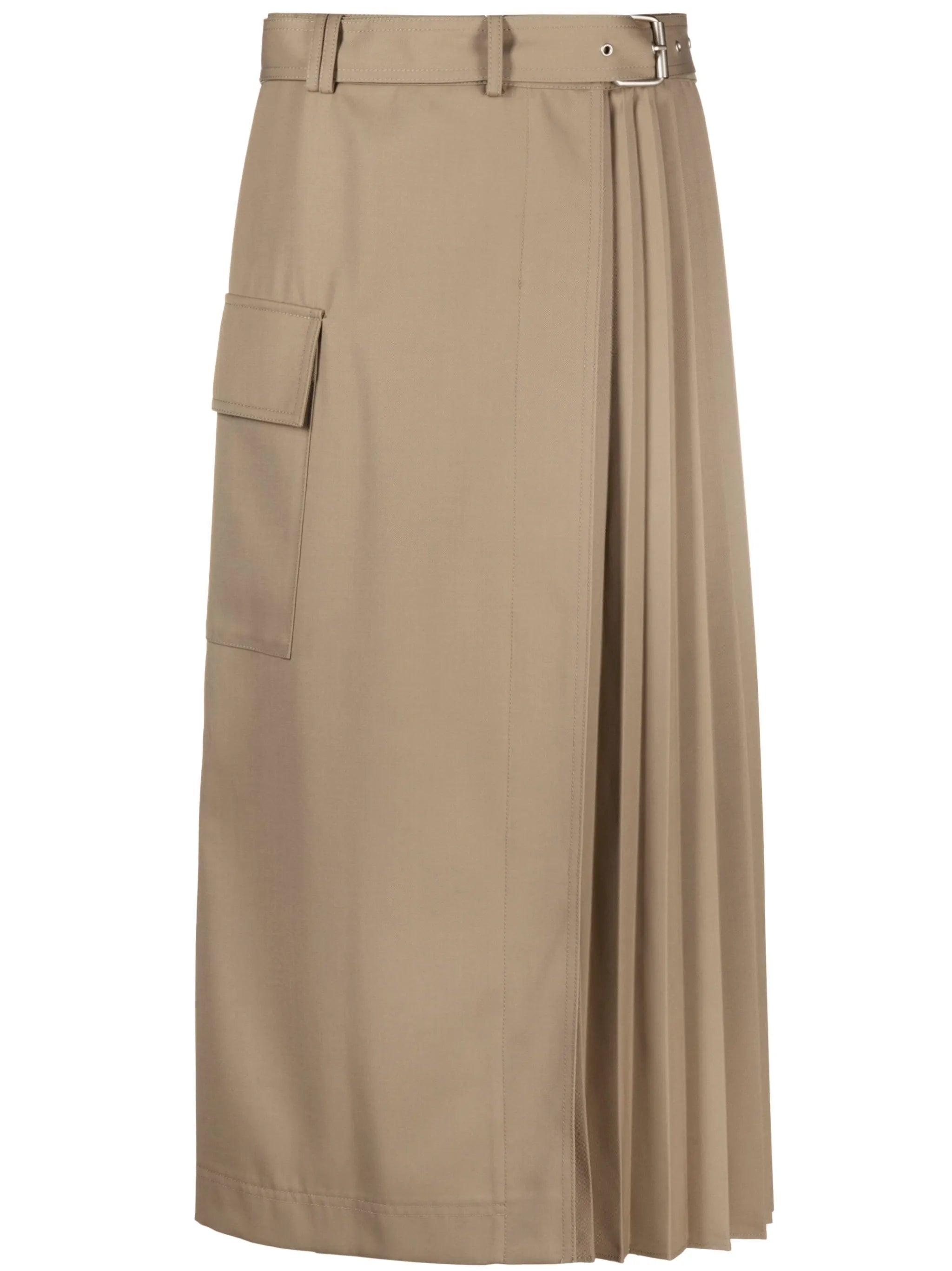belted pleated midi skirt