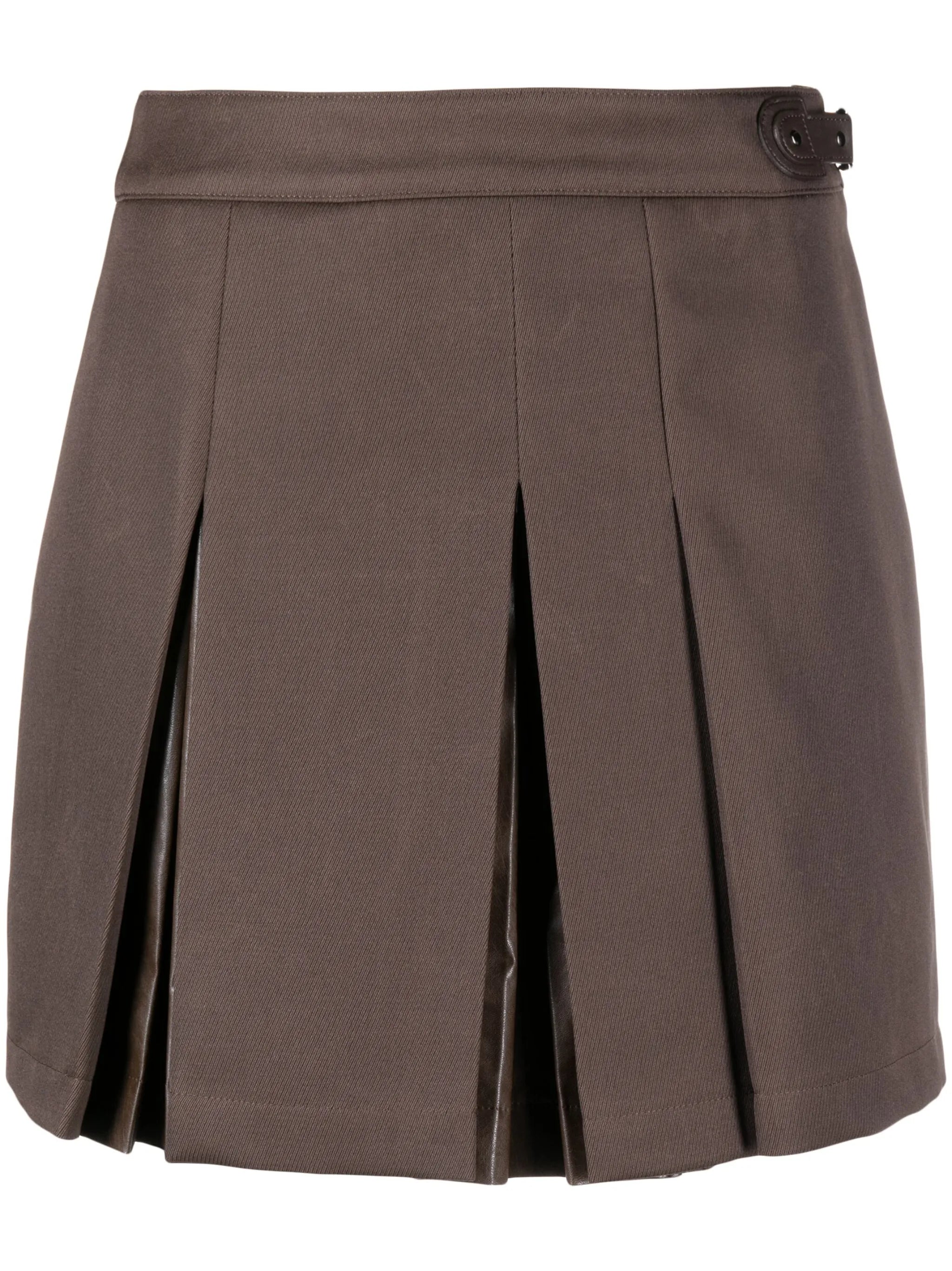 pleated wool-blend miniskirt