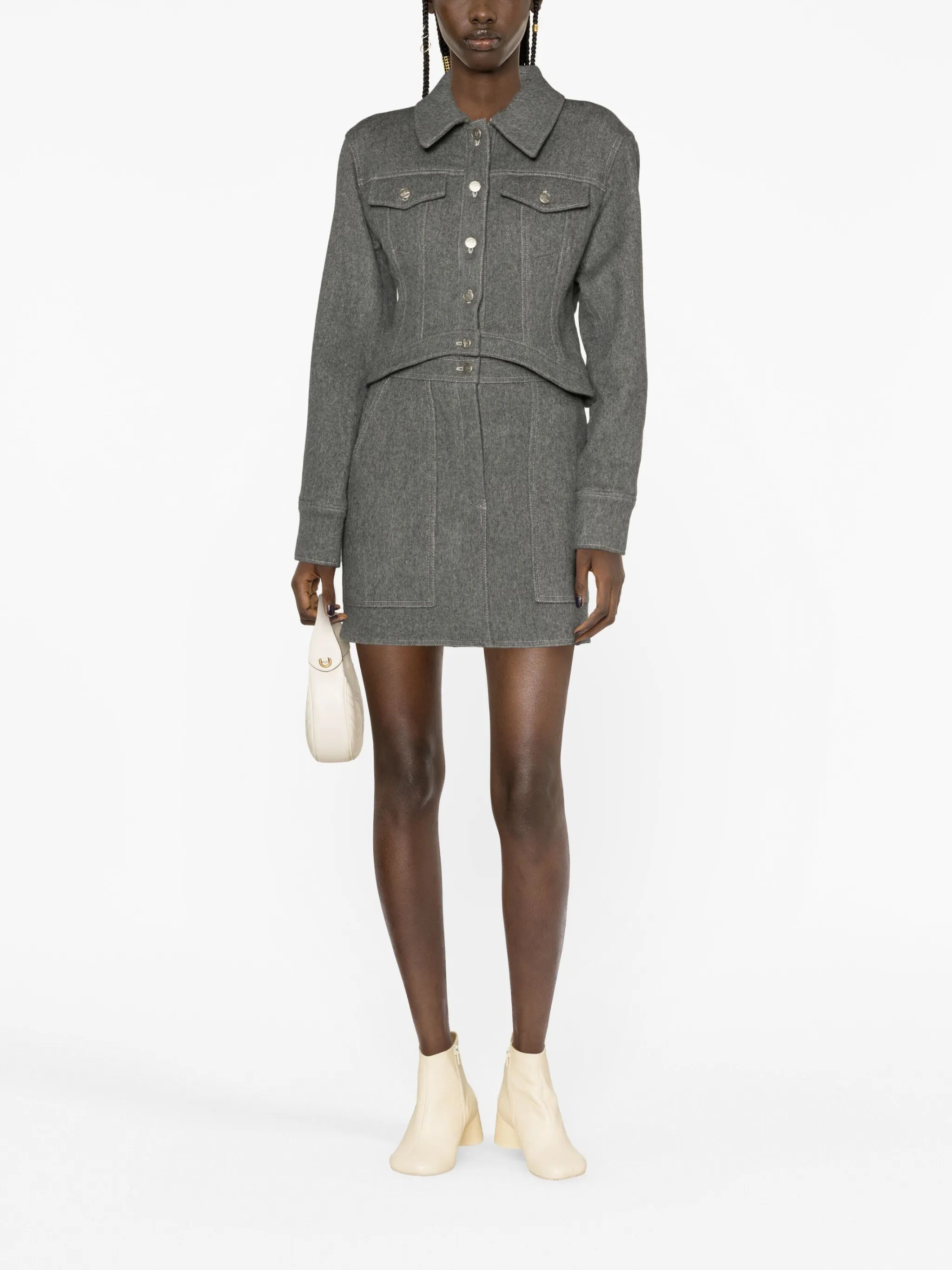 multi-pocket high-waisted miniskirt