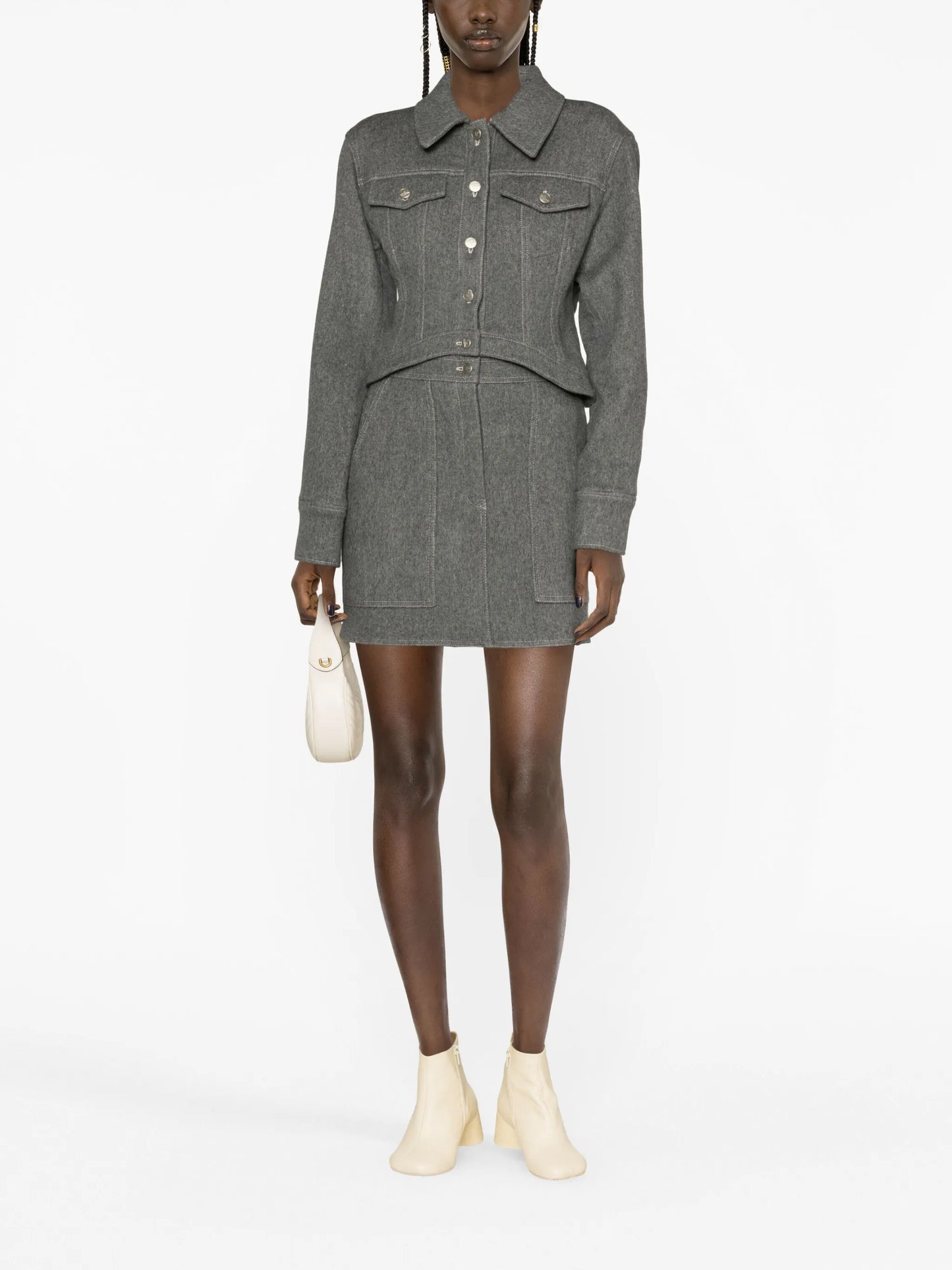 multi-pocket high-waisted miniskirt