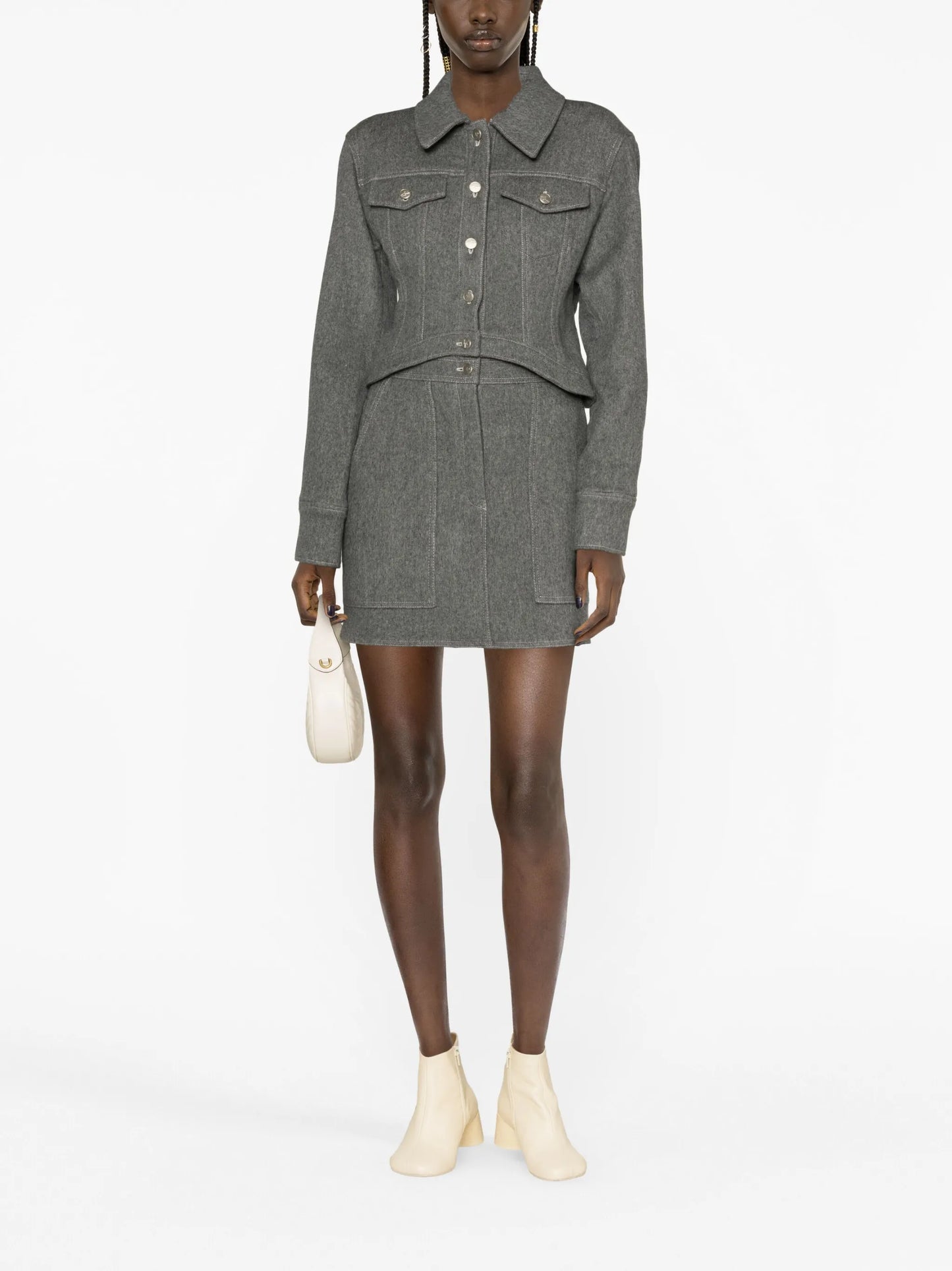 curved-hem button-up jacket