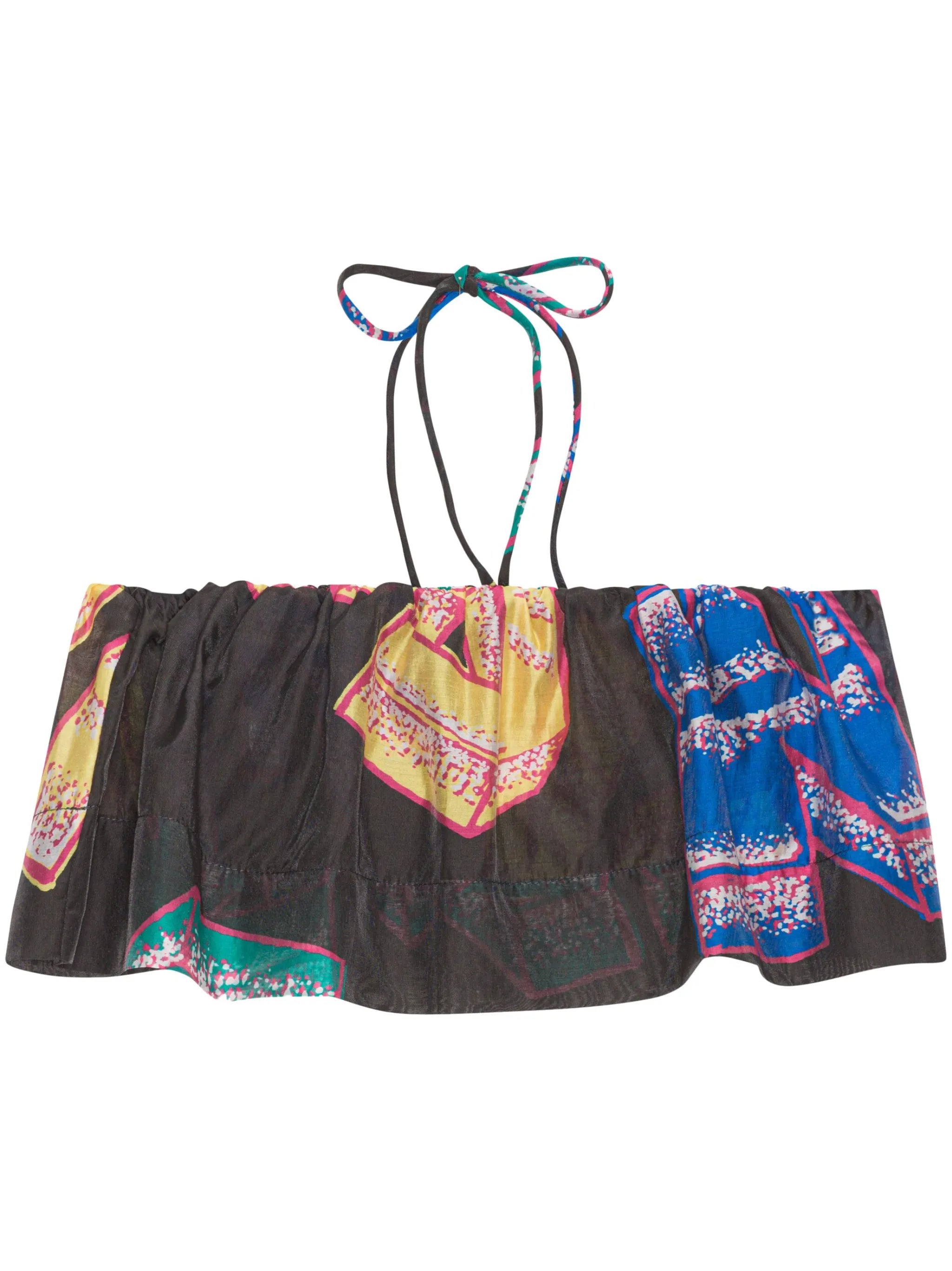 logo-print sheer crop top