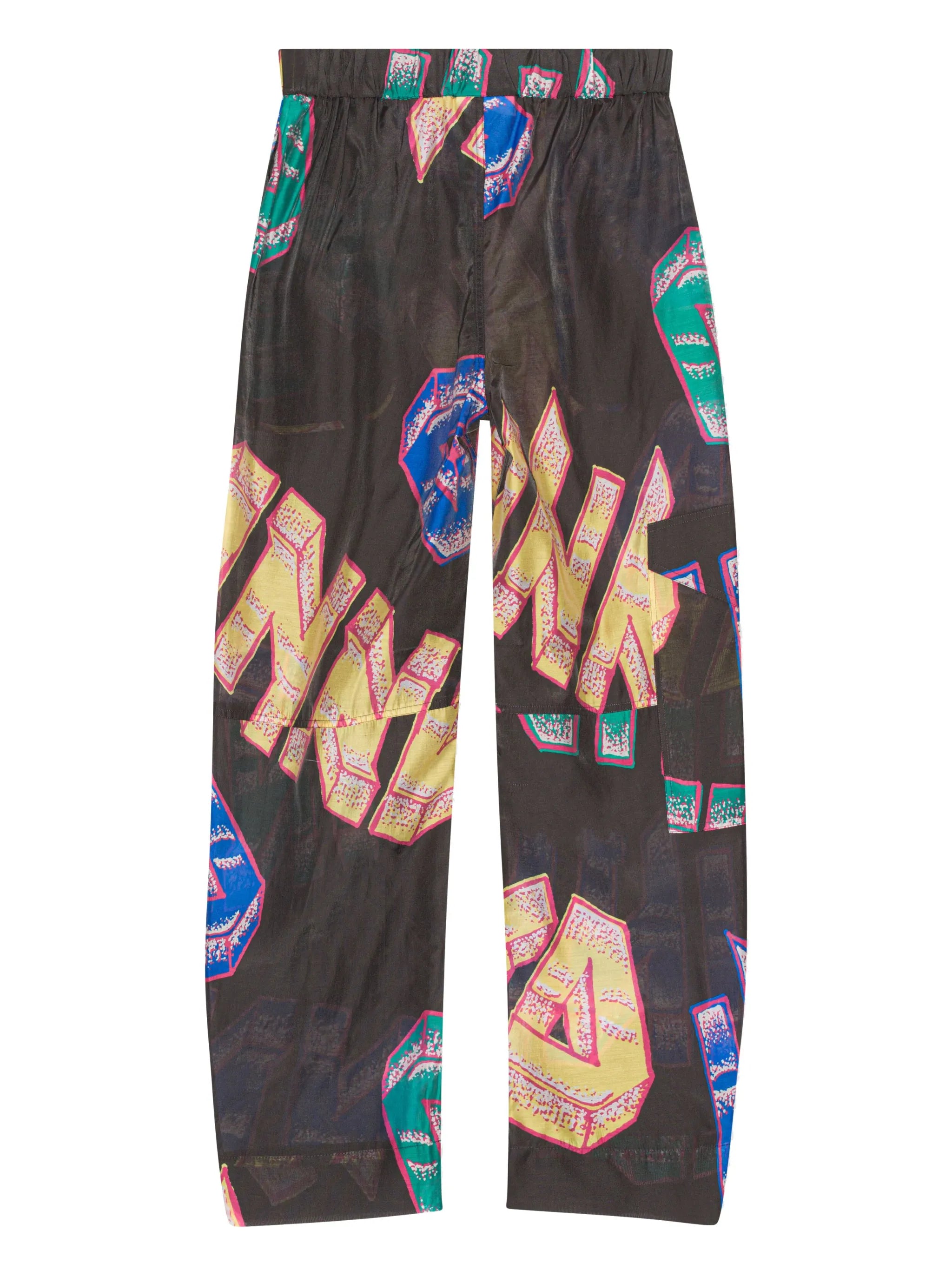 logo-print sheer curve trousers