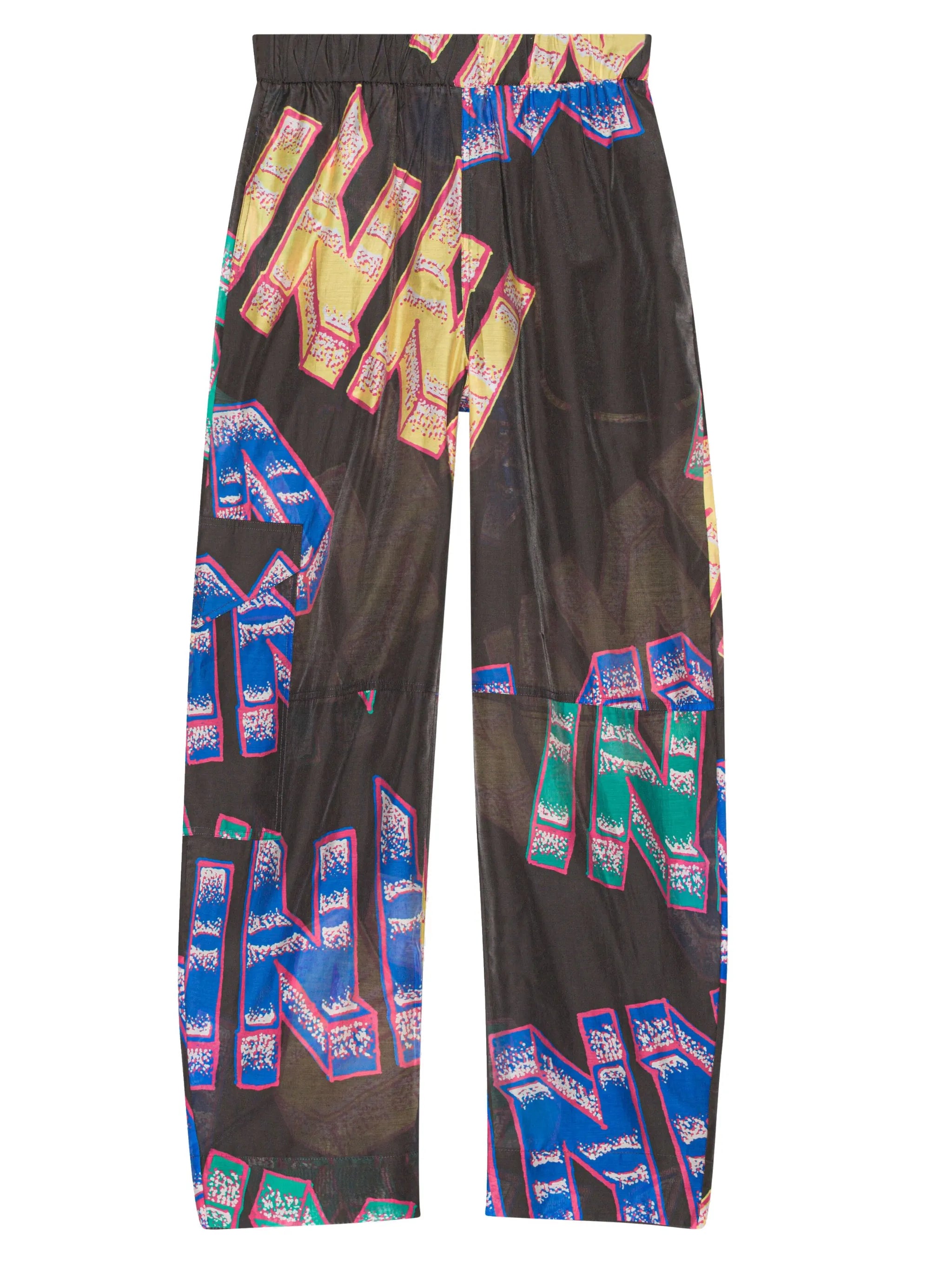 logo-print sheer curve trousers