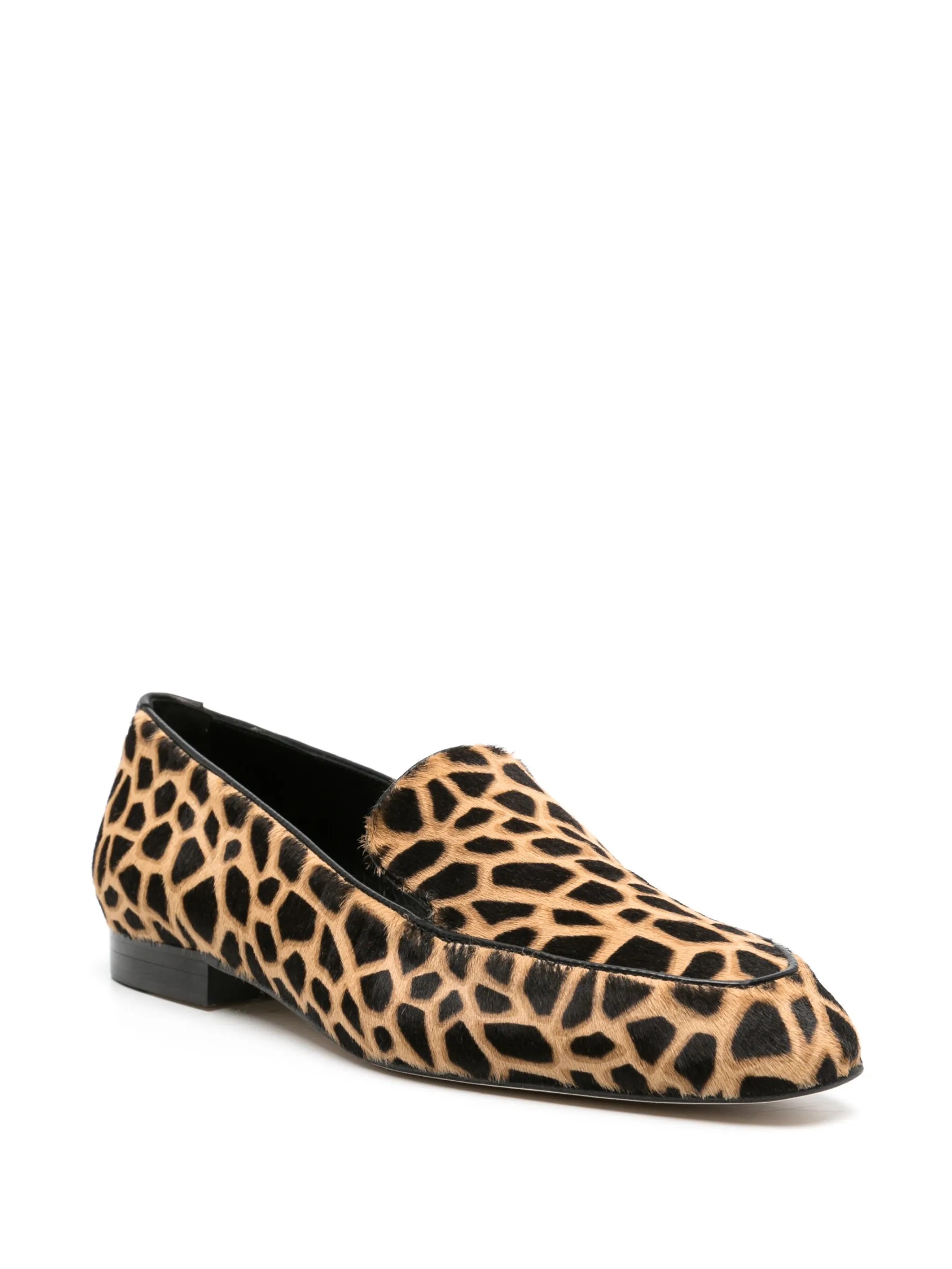 leopard-print leather loafers