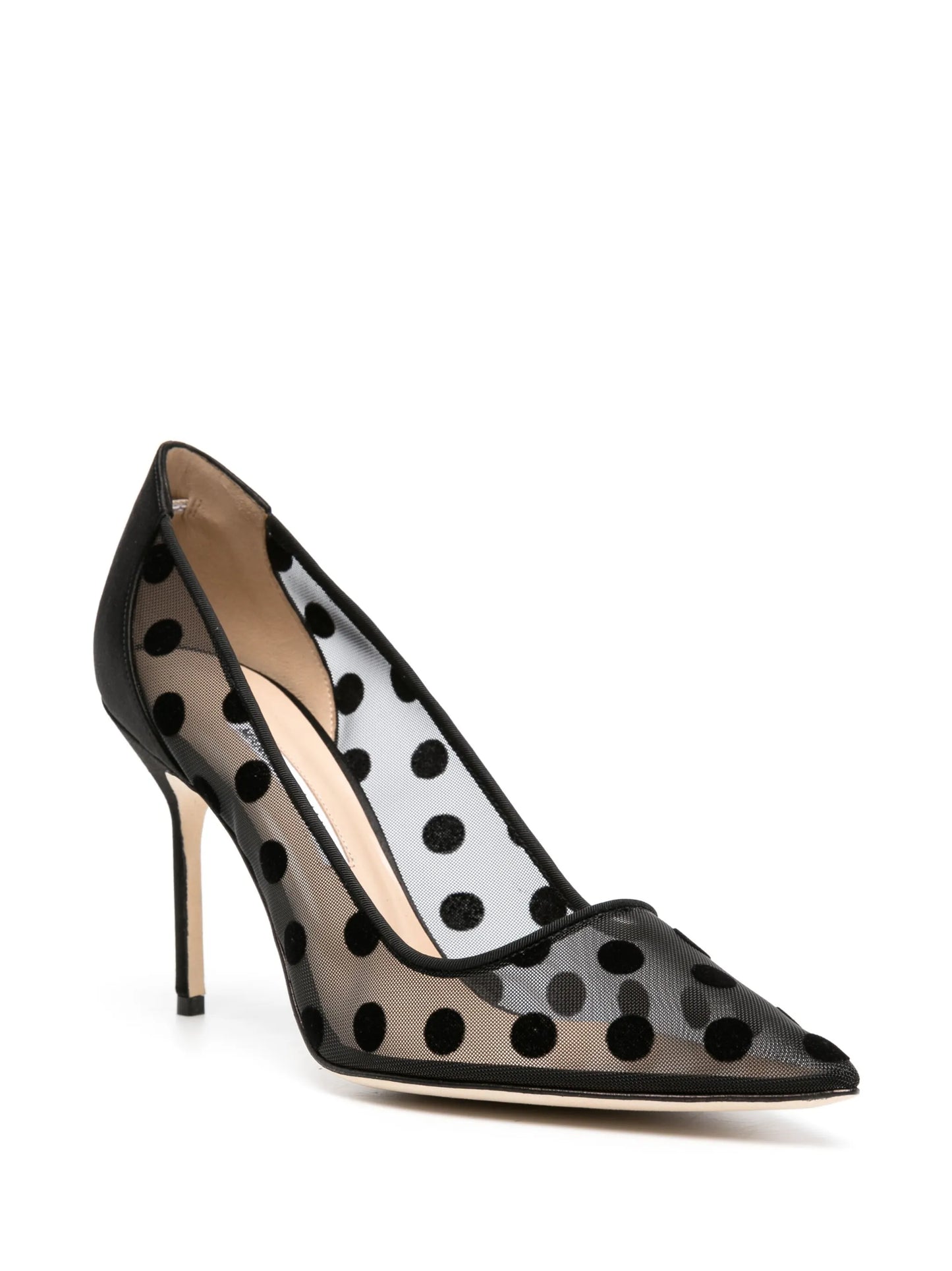 90mm polka-dot mesh pumps