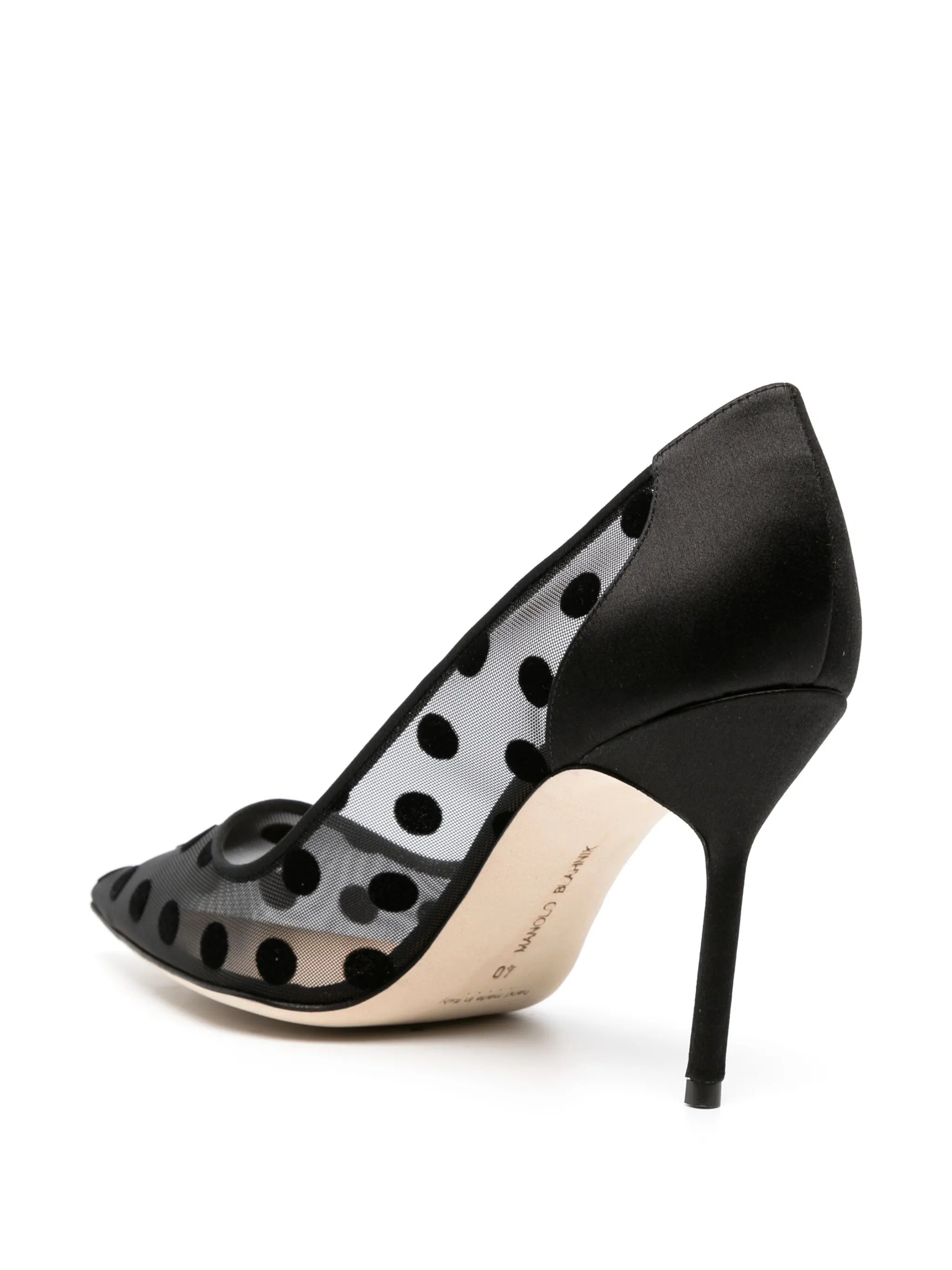 90mm polka-dot mesh pumps