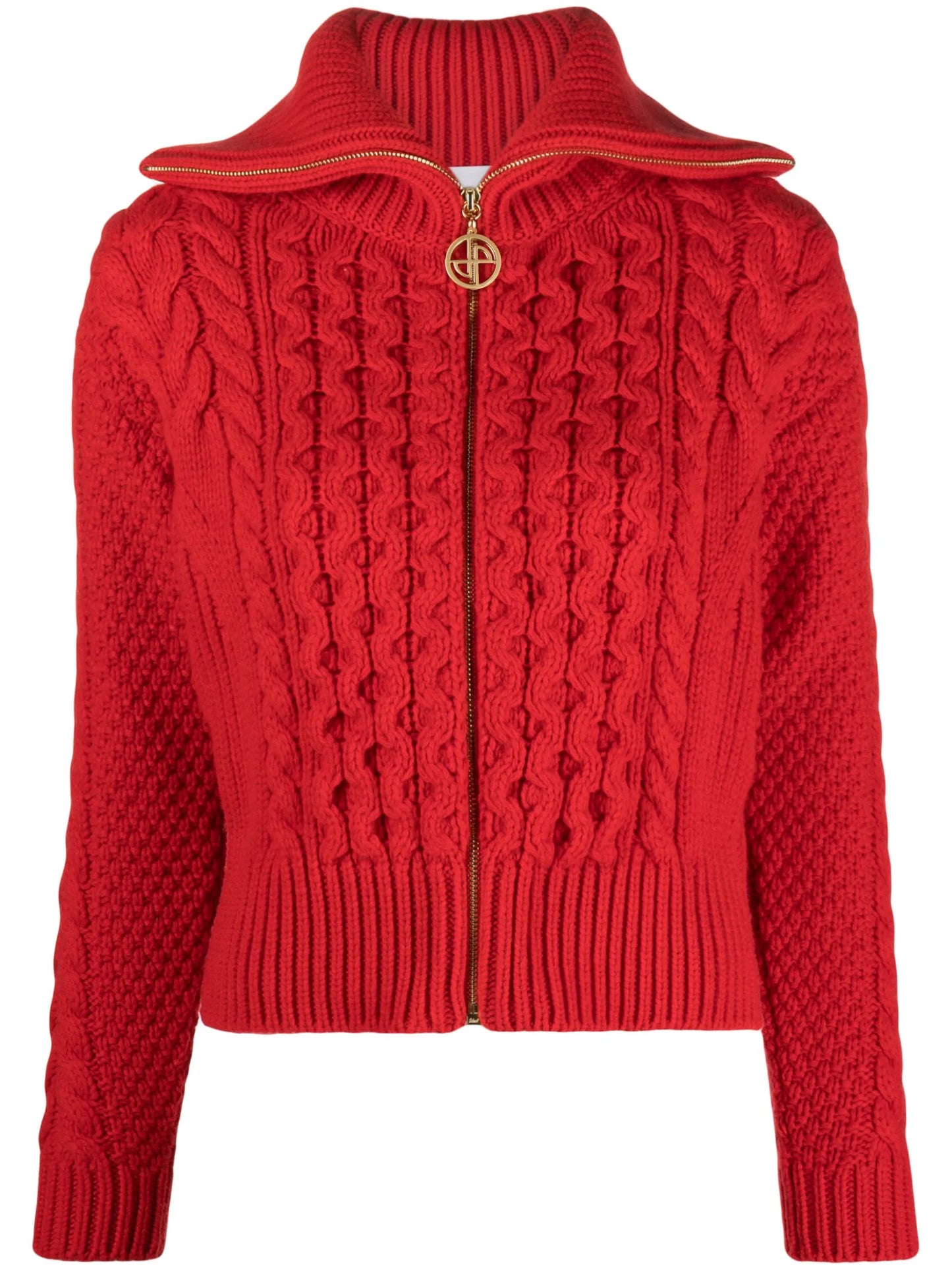 cable-knit wool-blend cardigan