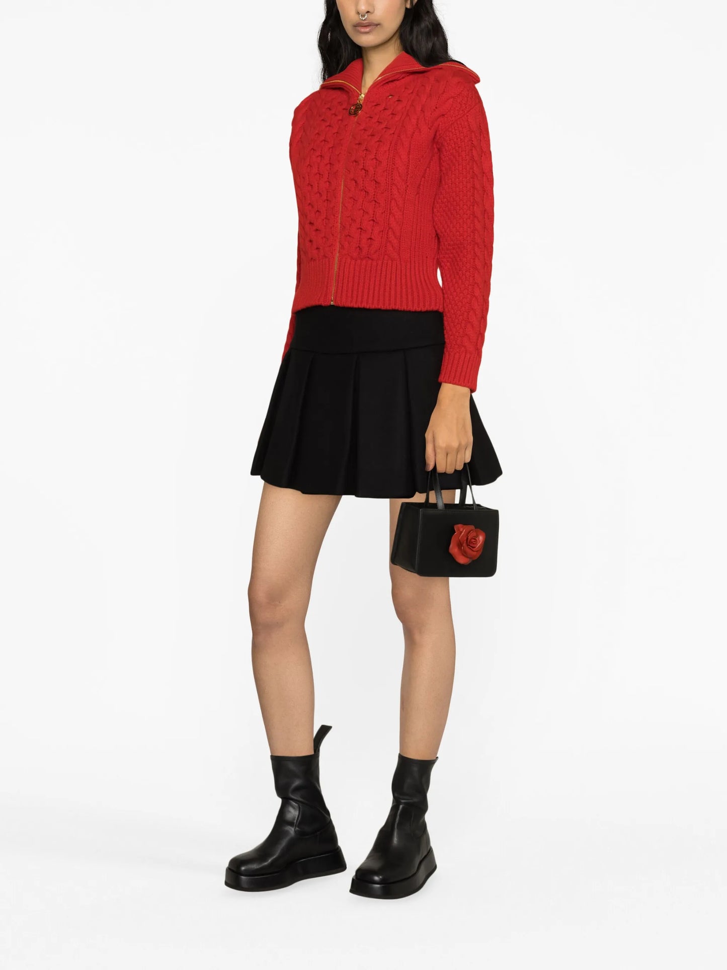 cable-knit wool-blend cardigan